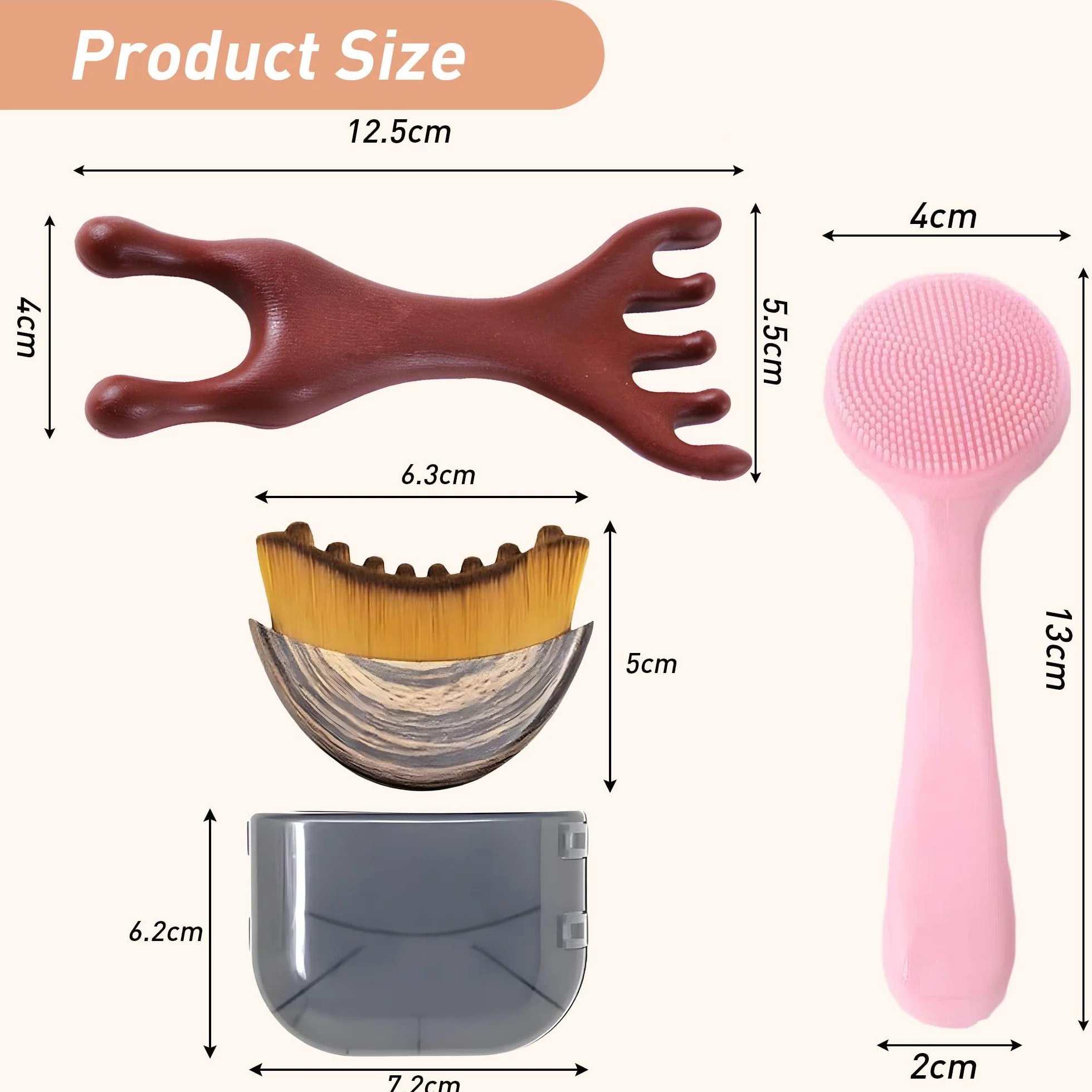 Bürsten zestaw 3 szt. do drenażu limfatycznego (suche), szczotka do twarzy konturowej i Jawline, grzebień do masażu drenażu limfatycznego, ergonomiczny kształt do delikatnego masażu