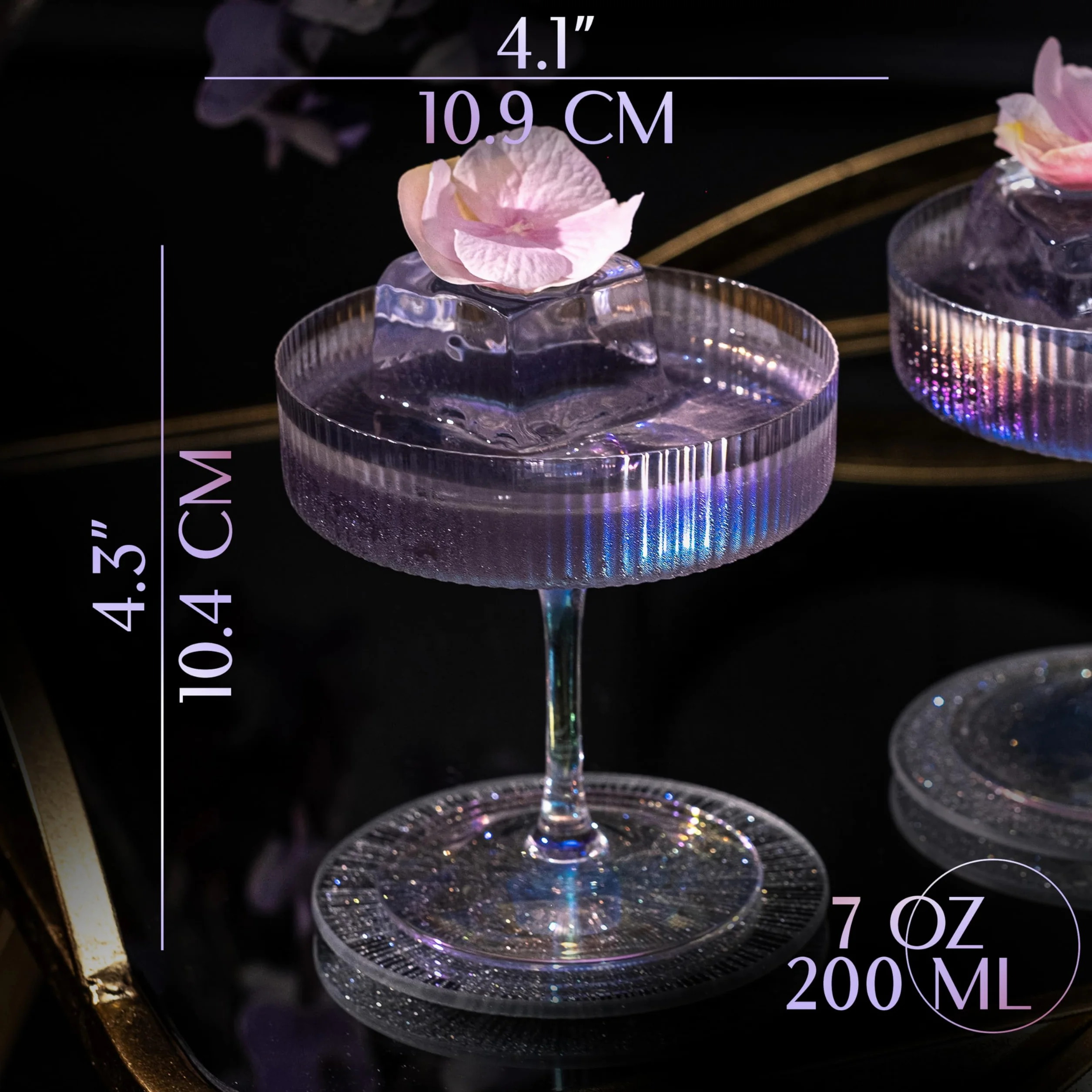 Kieliszki Coupe Tęczowe 200 ml Zestaw 4 szt. GLASSIQUE CADEAU Kryształowe Naczynia Koktajlowe