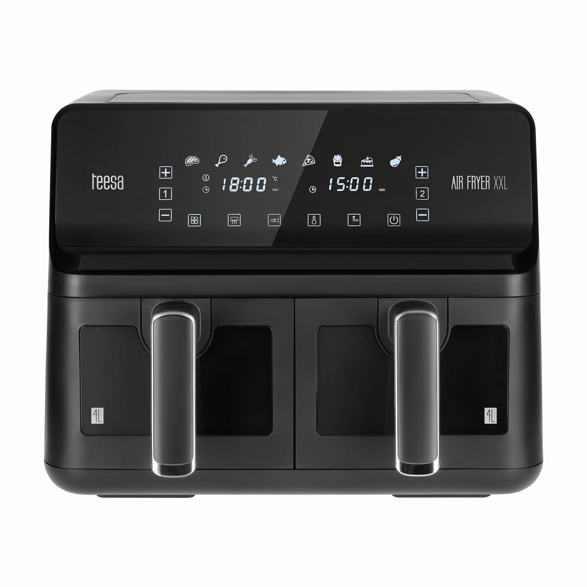 Teesa Frytkownica Beztłuszczowa XXL 2700W Dwukomorowa 2x4L AIR FRYER DUAL POT Wyświetlacz LCD 7 Programów