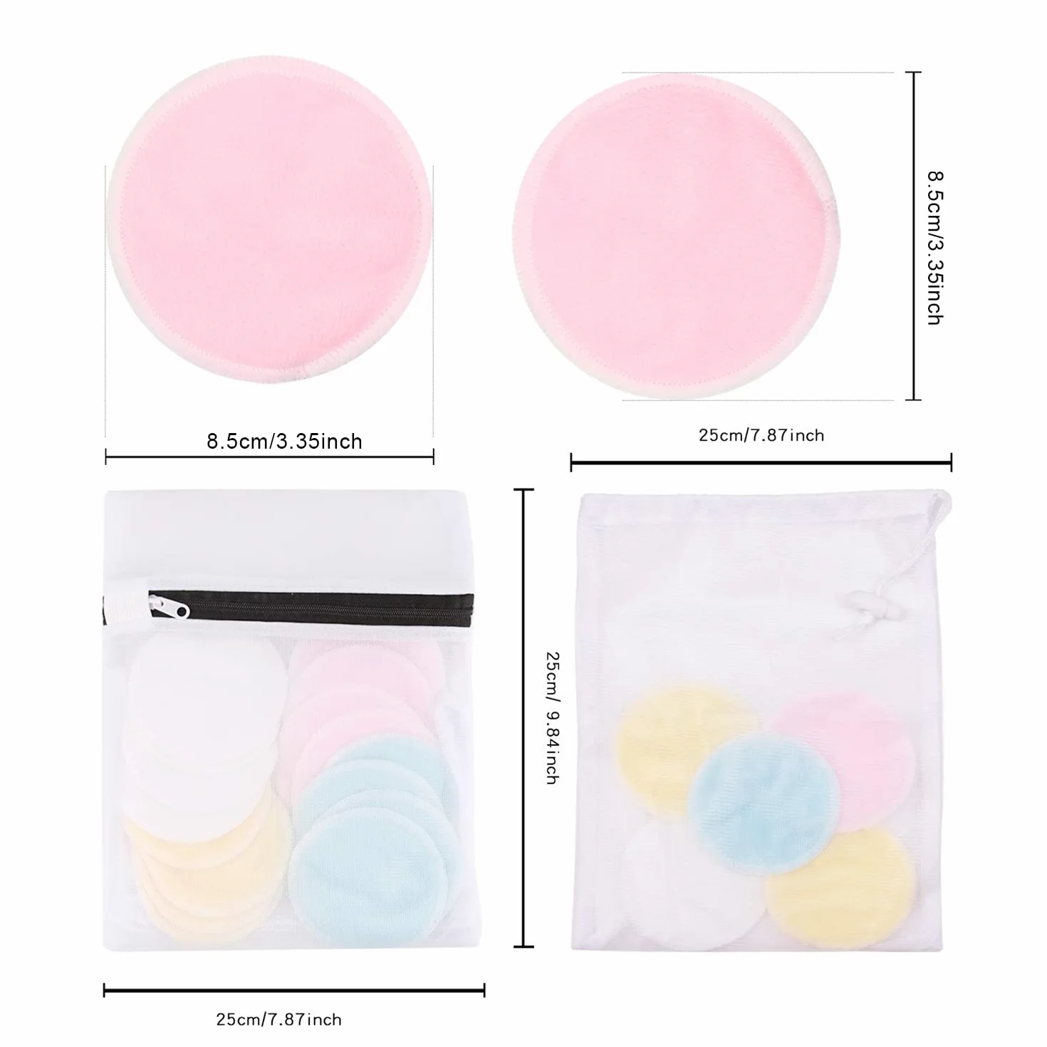 Waschbare Abschminkpads Wiederverwendbare Wattepads?Abschminktücher aus Bambus?16 Stück?+ 2 mit Wäschebeutel?Makeup Entferner Pads - Superweich Umweltfreundlich, Wächst keine Bakterien