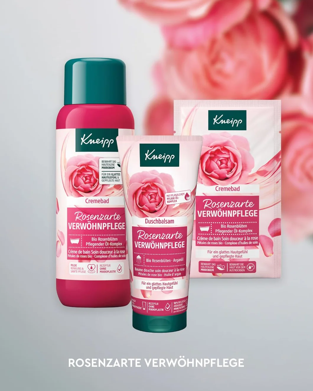 Kneipp Kremowa kąpiel z różami delikatna pielęgnacja – dodatek do kąpieli z wysokiej jakości ekstraktem z płatków róży ekologicznej i pielęgnującym kompleksem olejków – nadaje skórze uczucie gładkości