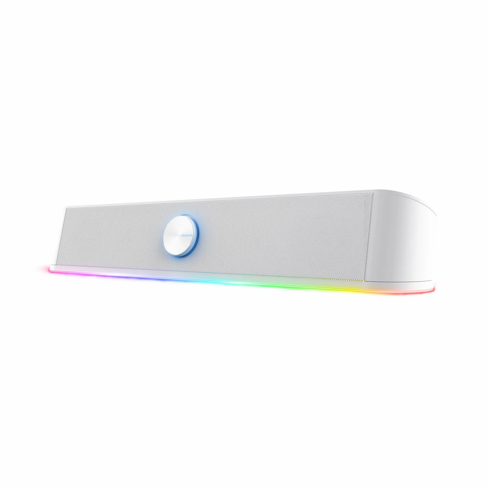 Trust Gaming GXT 619 W Thorne Soundbar z oświetleniem RGB 12 W, stereo głośniki komputerowe, jack 3,5 mm AUX, kompaktowy głośnik USB 2.0 do komputera stacjonarnego, laptopa – biały