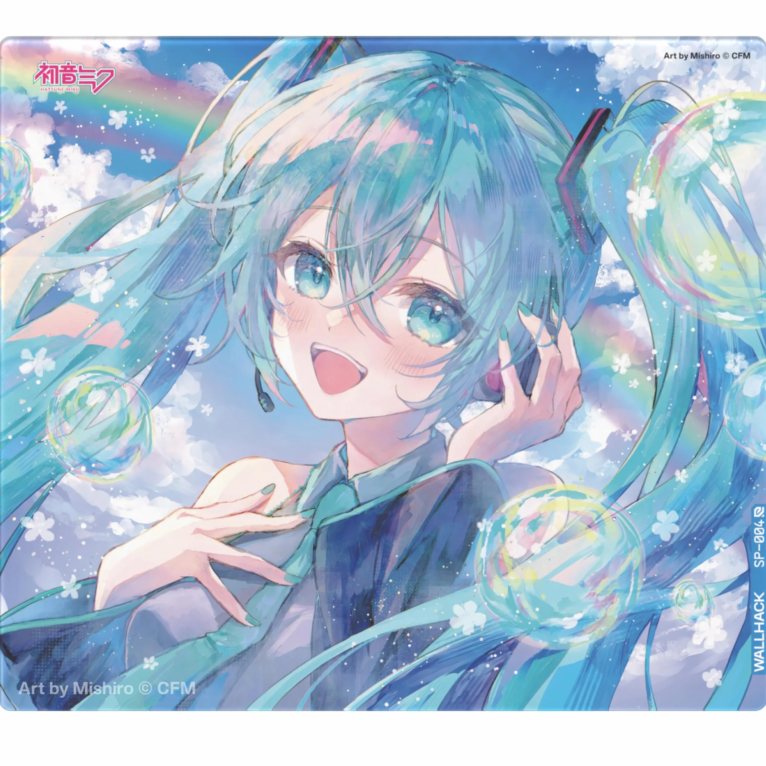 Podkładka pod Mysz Gamingowa Wallhack x Hatsune Miku – Wersja Współpracy SP-004 | Motyw Summer Miku | Profesjonalna Szybka Powierzchnia (Szkło Hartowane) | Duży Rozmiar 49 x 43 cm