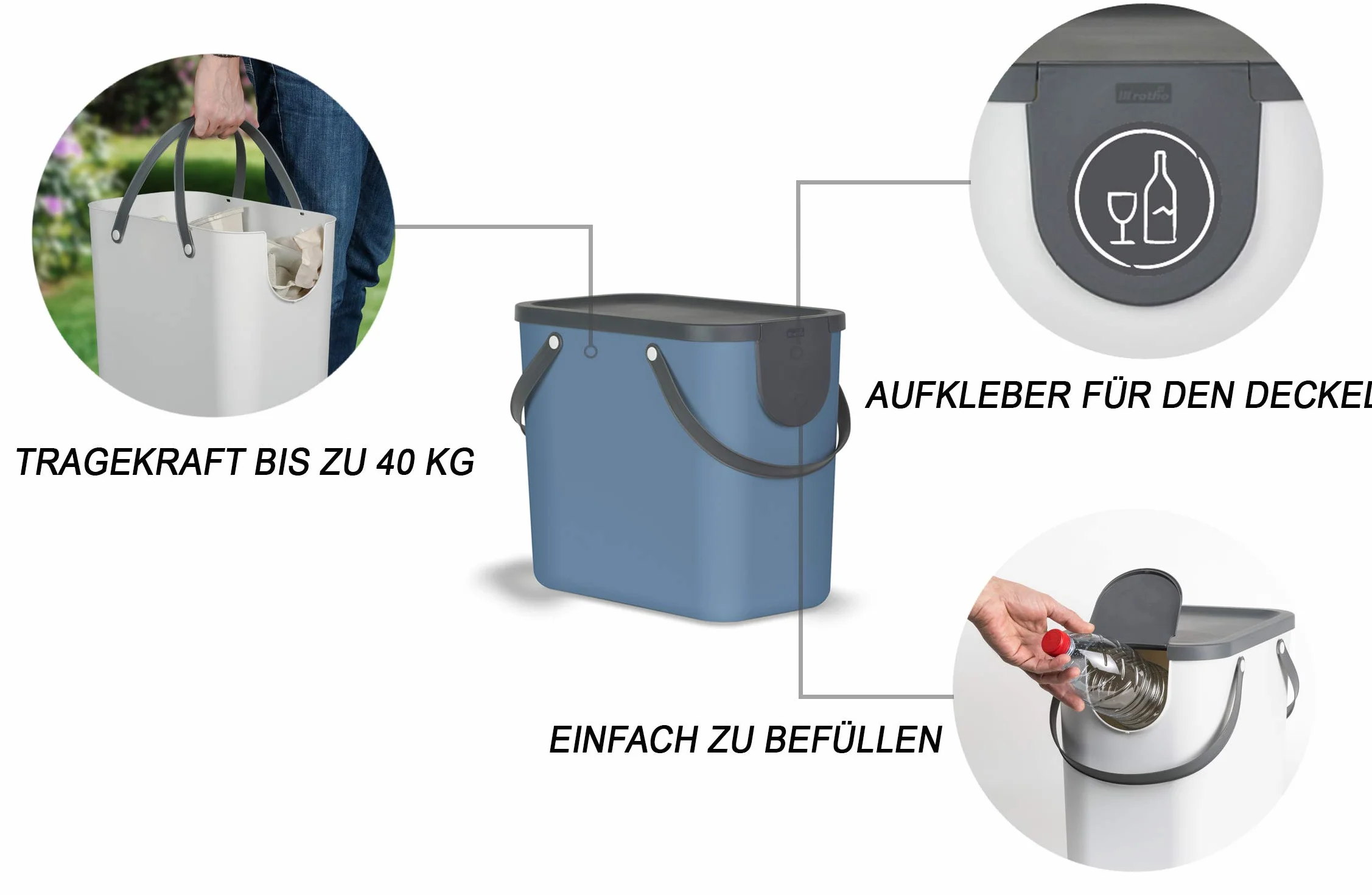 Rotho Albula system segregacji śmieci 25 l niebieski antracytowy PP
