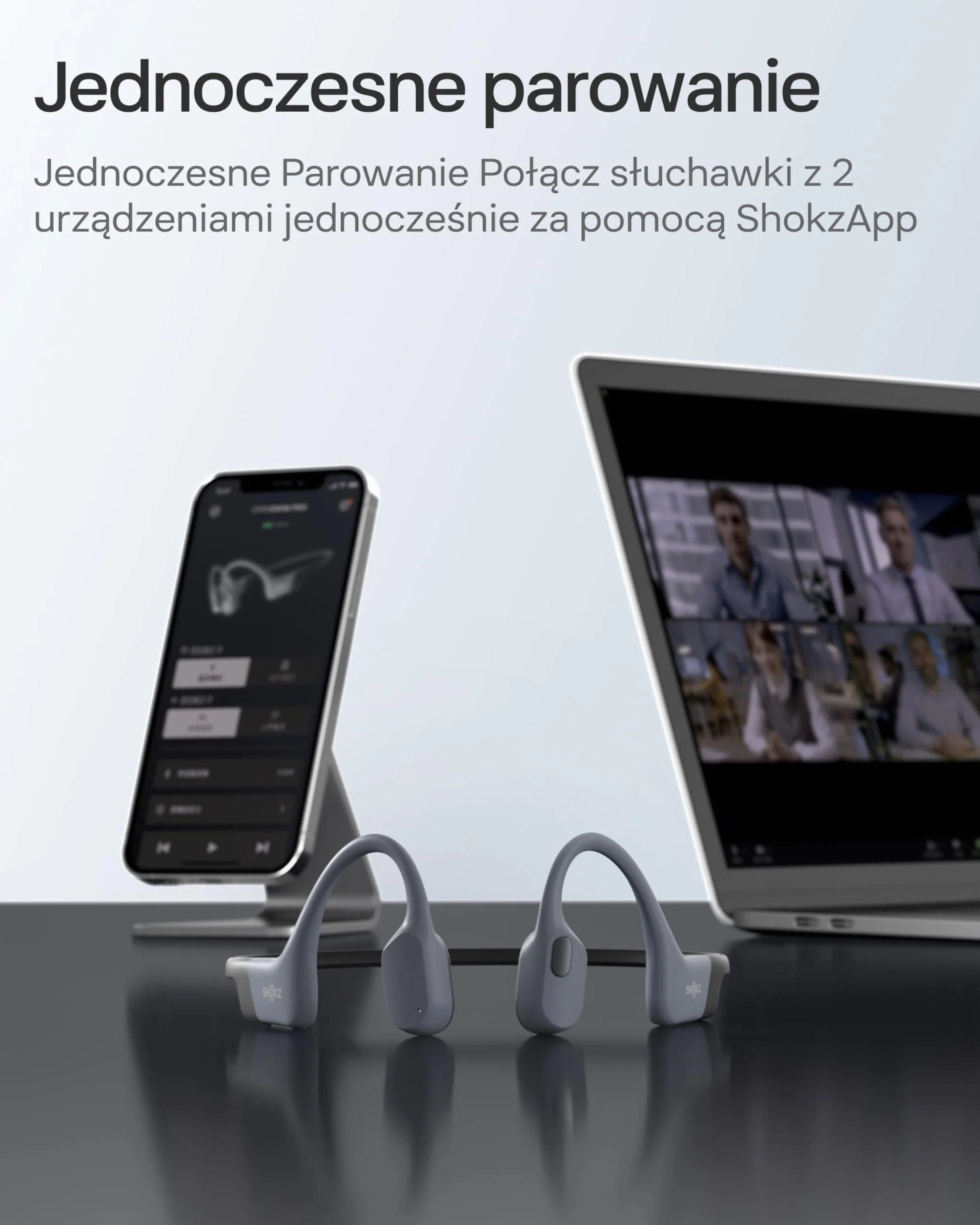 SHOKZ OpenSwim Pro Słuchawki Sportowe z Bone Conduction, Wodoszczelne IP68 Słuchawki Open-Ear z Bluetooth 5.4, Ładowanie bezprzewodowe,32GB Pamięci MP3, 9h Czasu Pracy do Biegania, Pływania - Szare