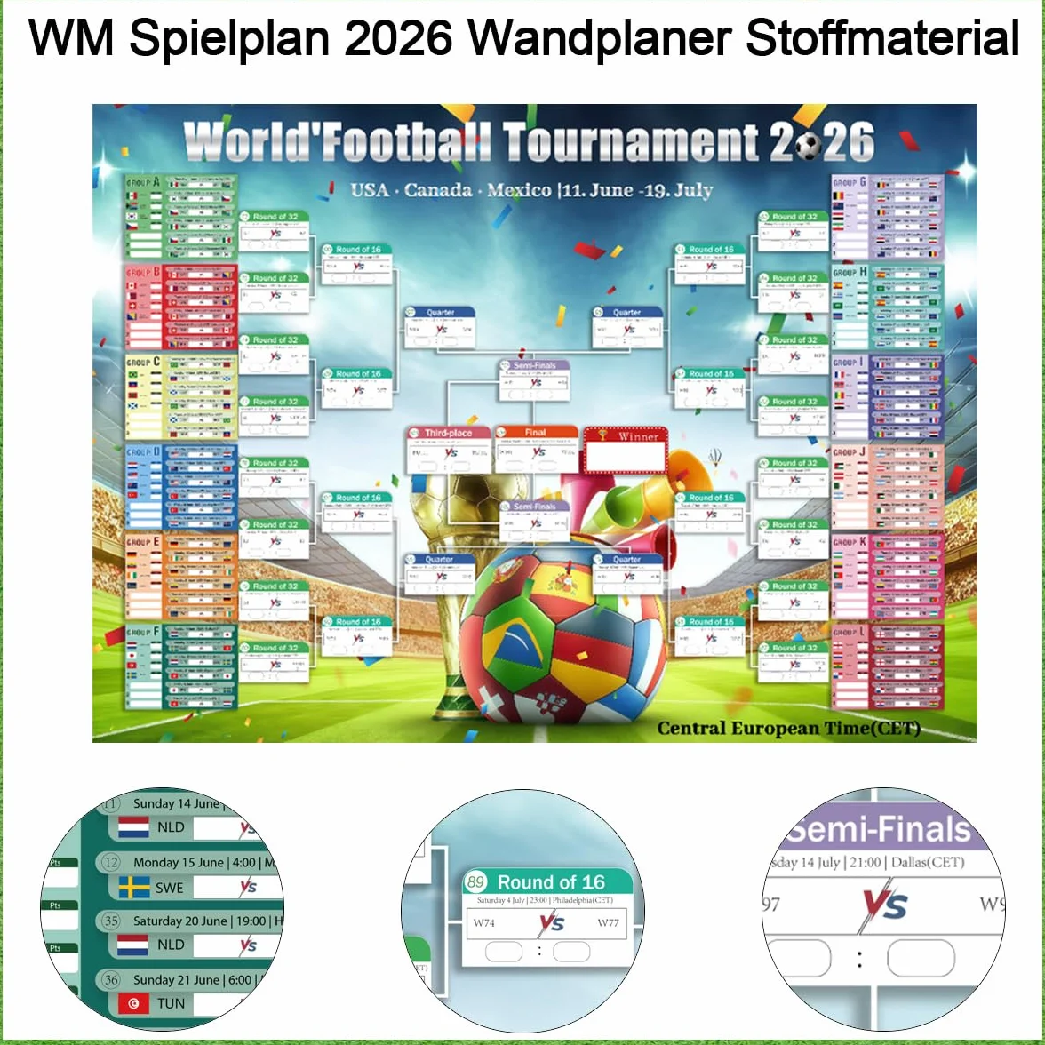 Plan meczów MŚ 2026 terminarz ścienny 95 x 75 cm z naklejkami korekcyjnymi 48 drużyn