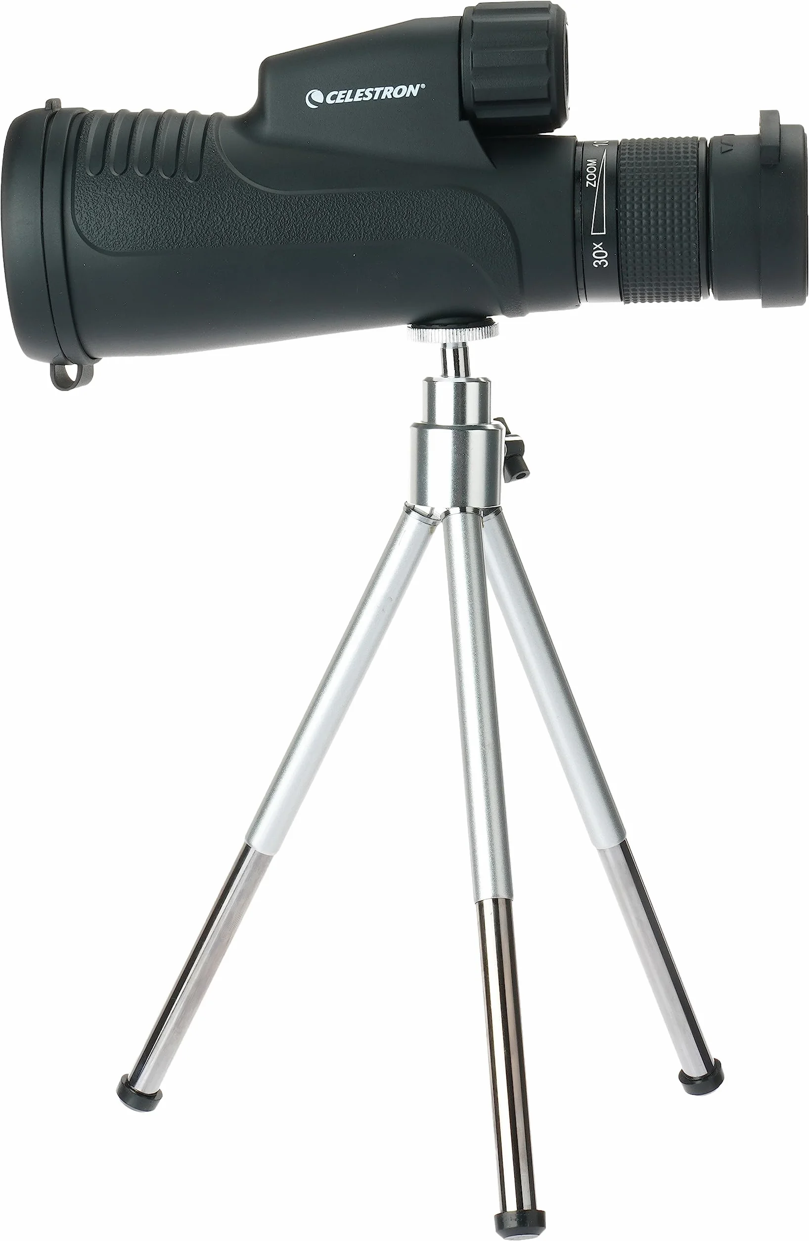 Celestron 72373 Outland X 10-30x50mm - Wodoodporny monokular Celestron 72373 Outland X 10–30x50 mm, statyw, oslony okularów, mocna obudowa, szklo pryzmat. BaK-4, wielopowlok. ukl. optyczny, czarny