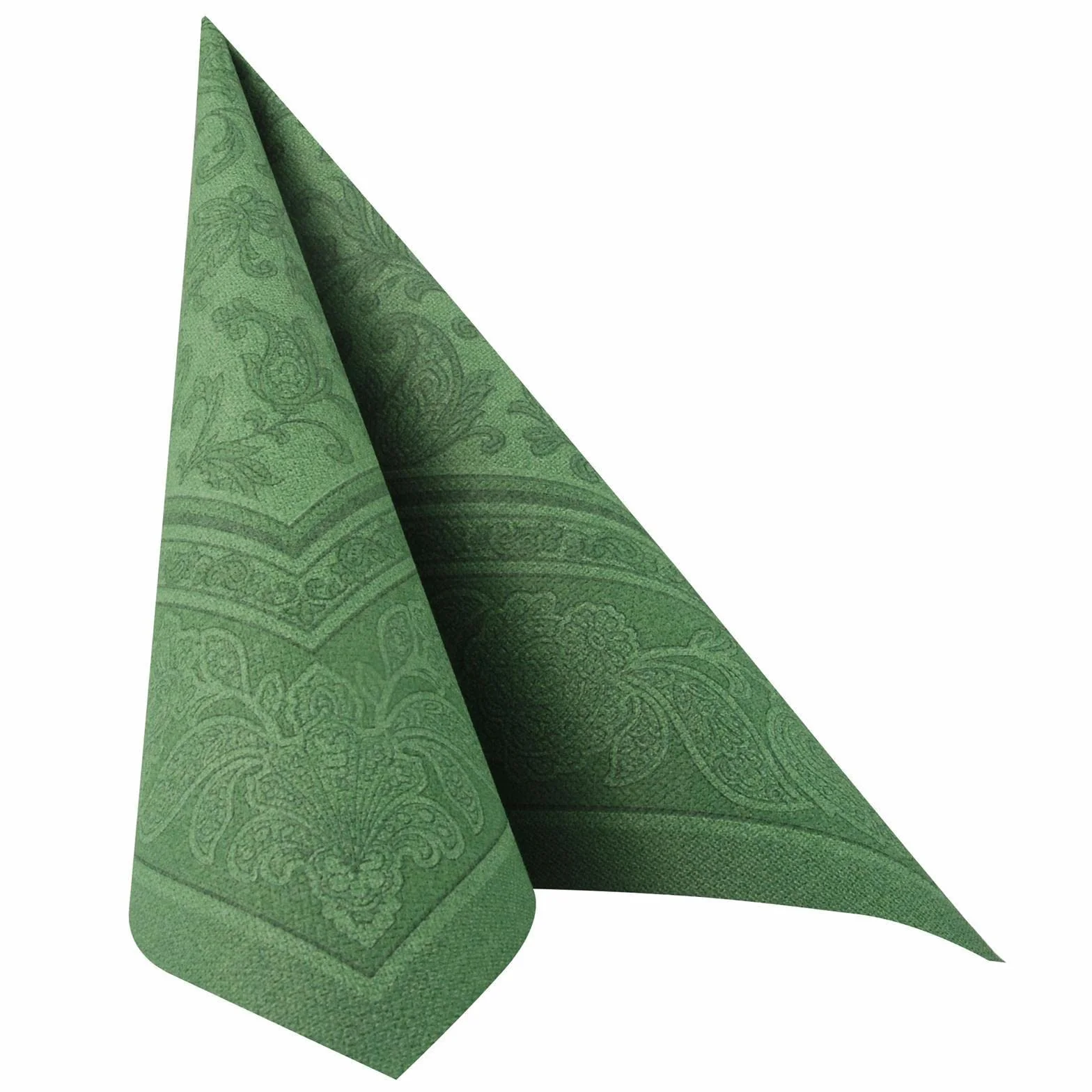 Papstar, 50 serwetek "ROYAL Collection" składane na 1/4 40 cm x 40 cm ciemnozielone "Ornaments", #11666