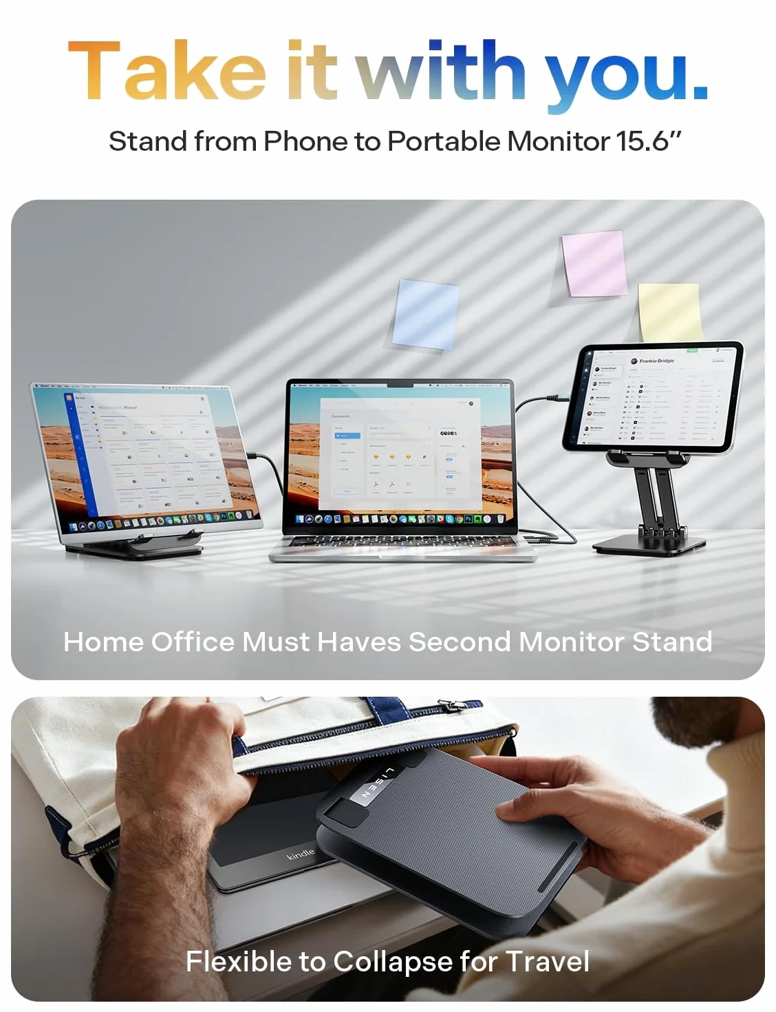 LISEN Stojak na tablet iPad stojak na biurko, składany dom biuro akcesoria na biurko podróż do iPada uchwyt akademik College Essentials przenośny stojak na monitor pasuje do kart Kindle iPhone 4-16