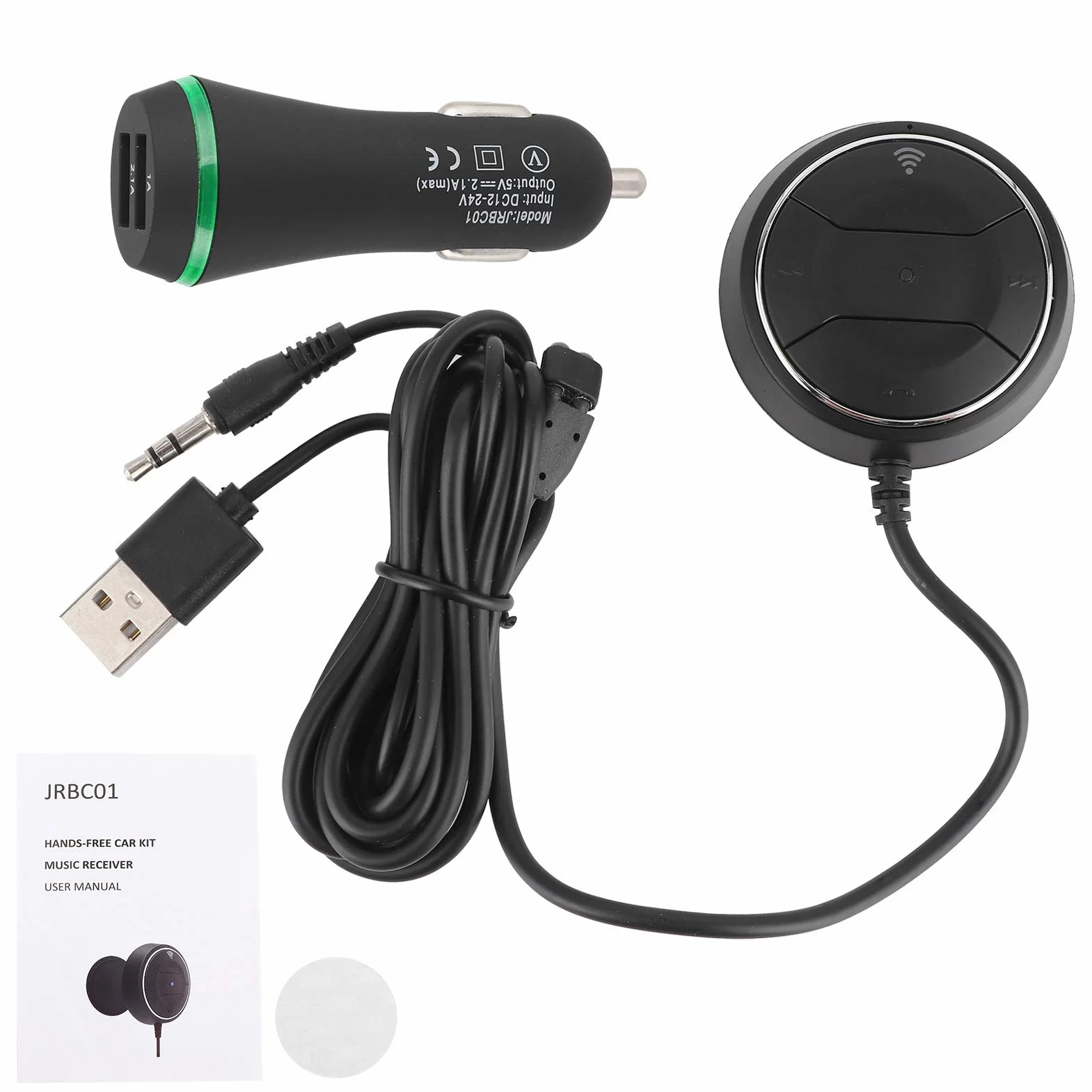 Zestaw samochodowy Bluetooth Yctze, bezprzewodowy zestaw samochodowy Bluetooth V4.0 12 V-24 V NFC Odbiornik muzyczny bez użycia rąk Odtwarzacz 3,5 mm Port Aux (czarny)