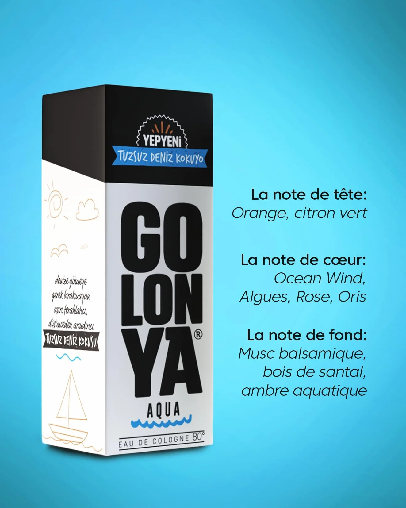 AQUA - Butelka wody kolońskiej - Butelka Kolonya 250ml - Orzeźwiający - Intensywny - Zapach morski - Perfumy unisex utrzymujące się przez długi czas