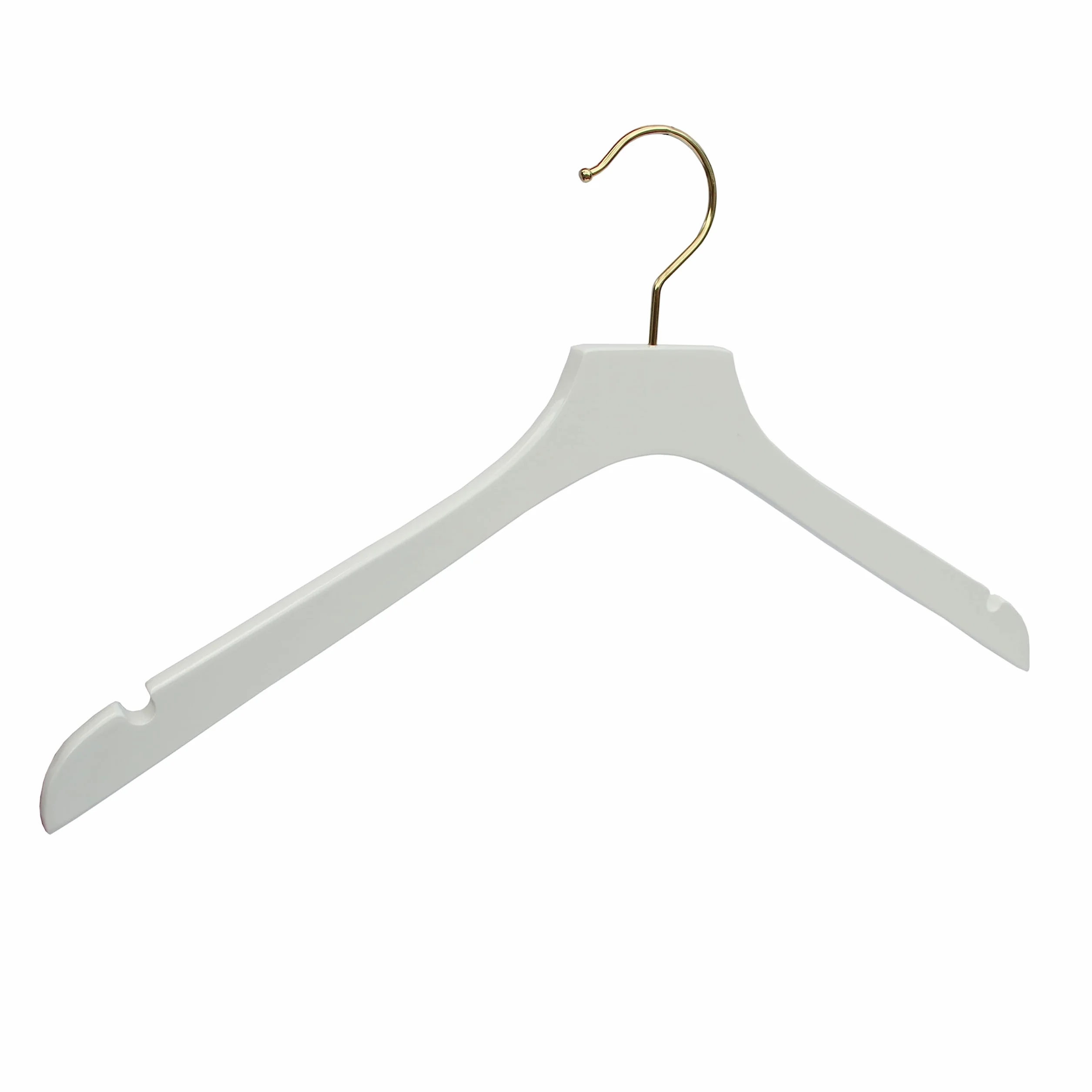 GERSO Designerski wieszak na ubrania biały ze złotym haczykiem 440 mm zestaw 25 sztuk