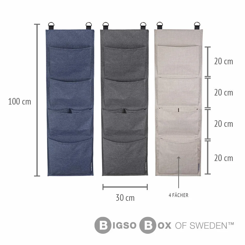 Bigso Box of Sweden Wiszący regał na drzwi organizer z 4 przegródkami na buty poliester len