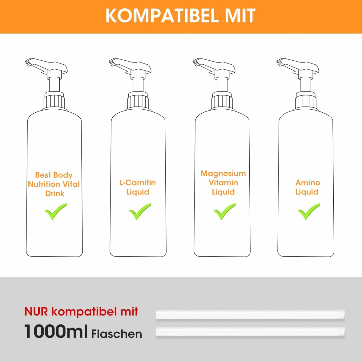 Aieve Dozownik syropu kompatybilny z Best B. Nutrition Vital Drink, do syropu zbiorczego, bez cukru, pompa dozująca, syrop 1 l, zapasowa pompa syropu, bez BPA (nie nadaje się do butelki o pojemności