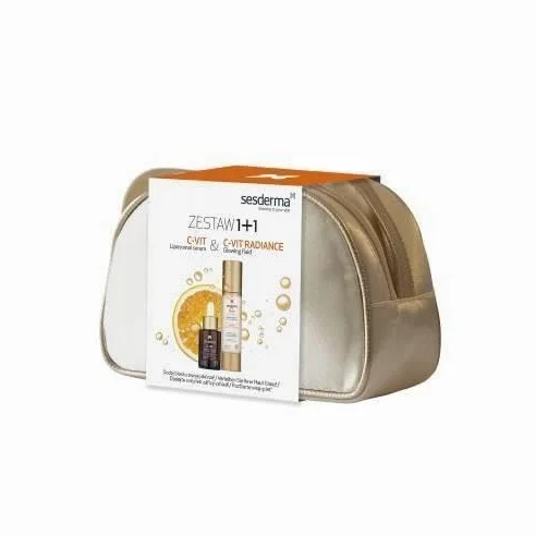 Sesderma C-VIT zestaw bożonarodzeniowy, krem Radience 50 ml + serum 30 ml, witamina C, zestaw przeciw starzeniu się, nawilżenie i blask, dla promiennej skóry, idealny do wszystkich rodzajów skóry