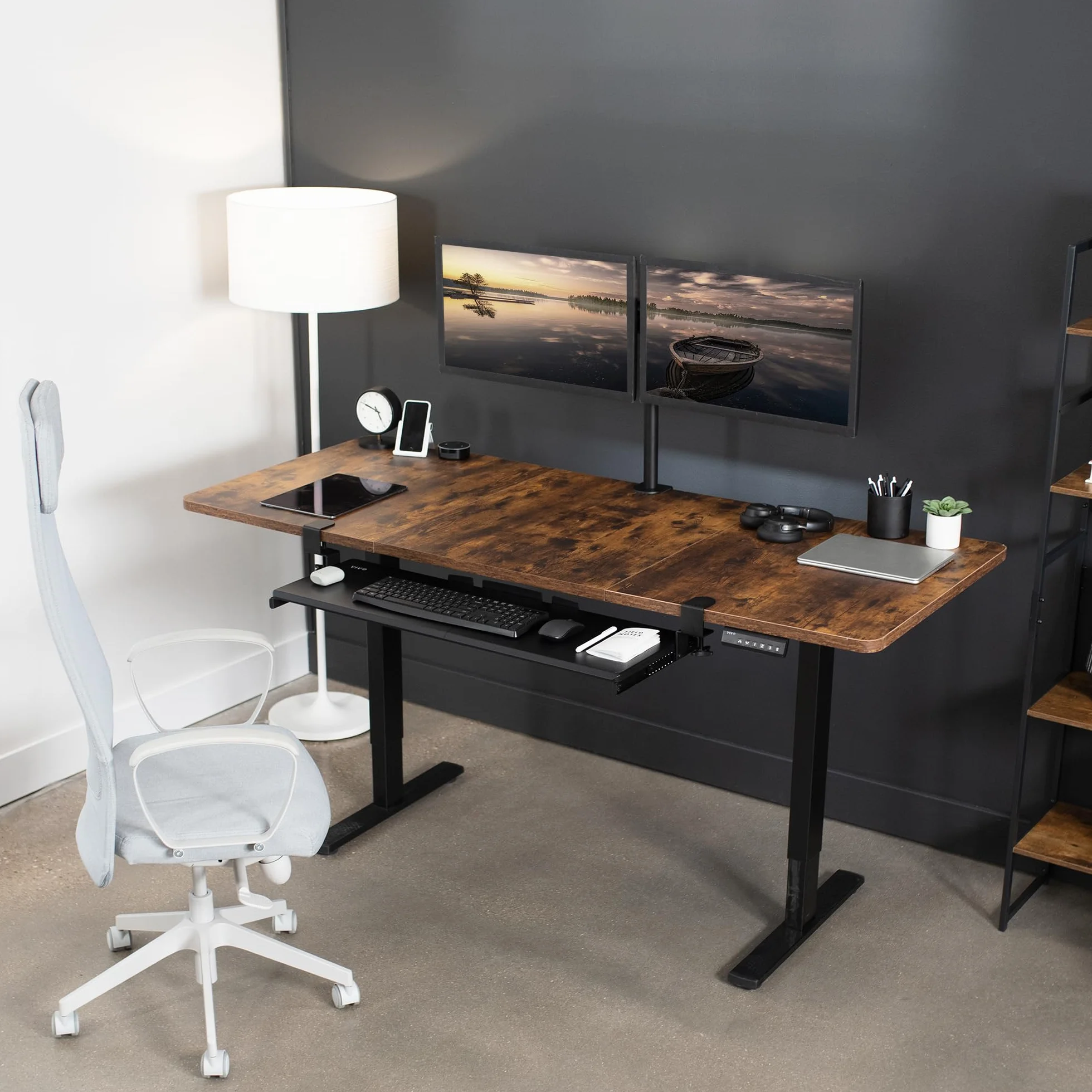 VIVO Bardzo długa taca na klawiaturę pod biurko wysuwana z bardzo stabilnym systemem mocowania zaciskowego C, 86 cm (102 cm z zaciskami) x 28 cm wysuwana platforma do pisania, czarna, MOUNT-KB15EB