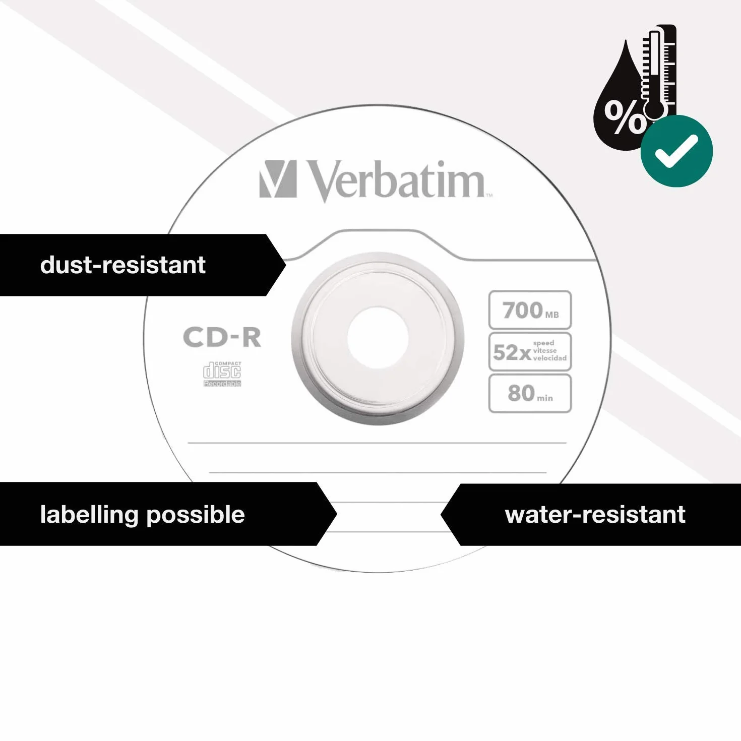 Verbatim CD-R Extra Protection, półfabrykaty CD z pamięcią danych 700 MB, idealne do robienia zdjęć i filmów, kompatybilne z każdym konwencjonalnym napędem CD, opakowanie 10 szt. Slim Jewel Case