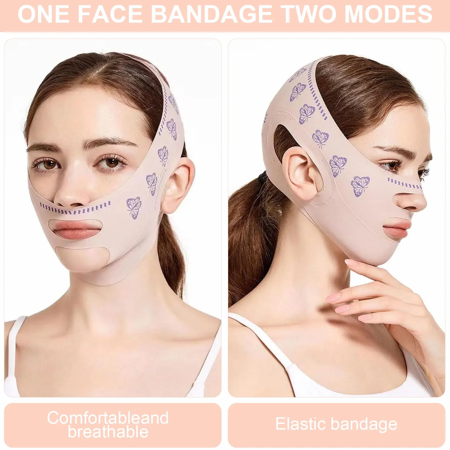 V Maseczki na twarz, Beauty Face Sculpting Sleep Mask V Line Lifting Maska Wielokrotnego użytku Reduktor podwójnego podbródka Pas na szczupłość twarzy na poprawę luźnej skóry twarzy Poprawa morfologii