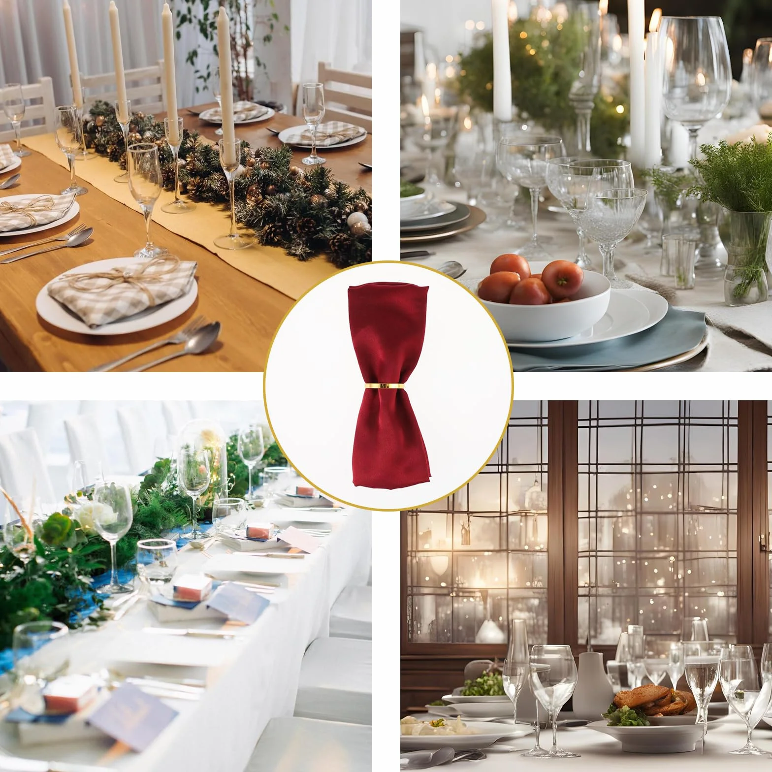 Nogeqi 12 sztuk metalowych pierścionków na serwetki złote eleganckie Boże Narodzenie boho