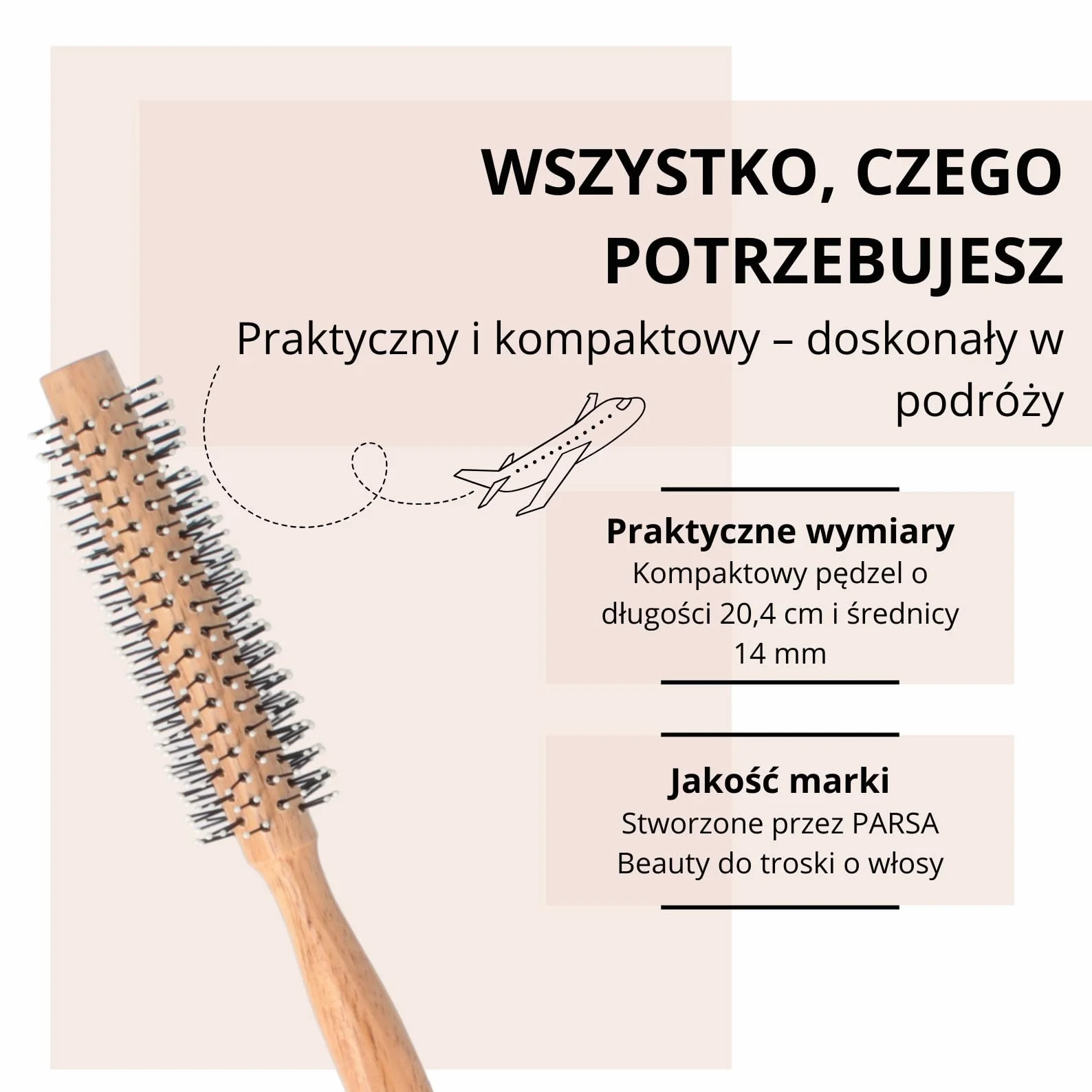 PARSA Beauty Męska szczotka do brody, okrągła, do stylizacji brody, rozplątywanie brody, szczotka do włosów krótkich i średniej długości
