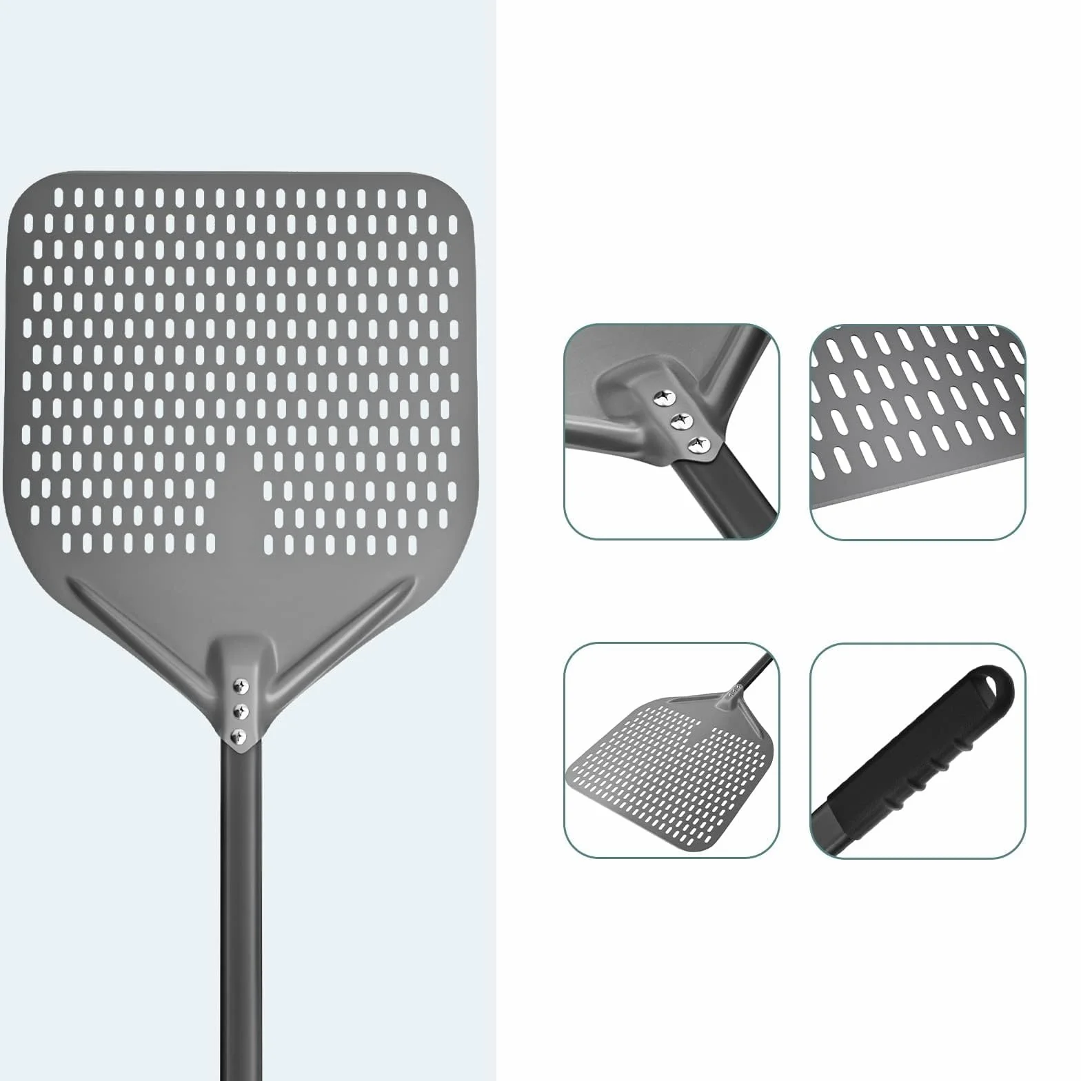 G.a HOMEFAVOR prostokątna łopatka do pizzy 35,5 cm, twarda anodowana aluminiowa