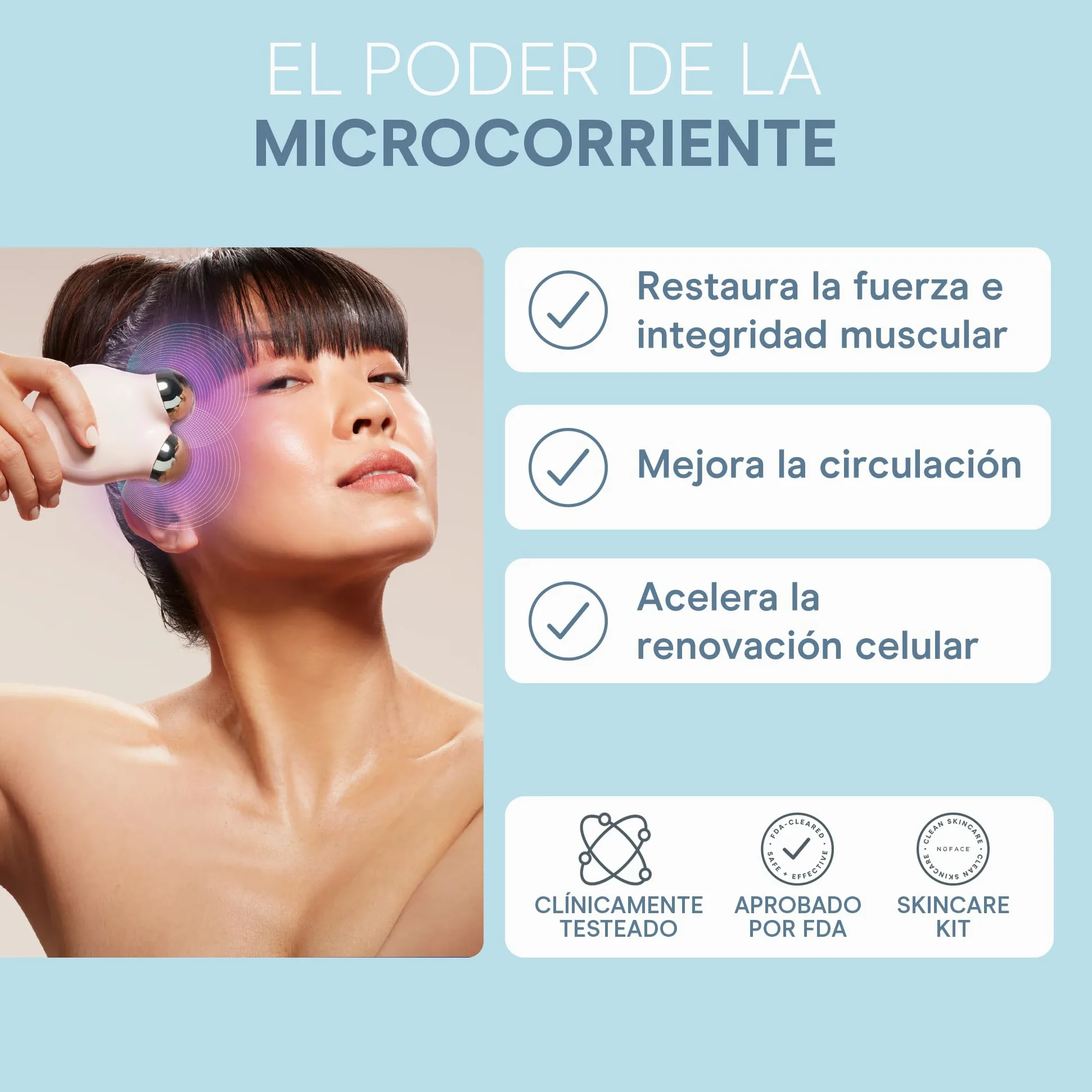 NuFACE MINI+ Zestaw mikroprądowych urządzeń do twarzy – oczyszczone przez FDA urządzenie do modelowania twarzy i ujędrniania skóry do konturowania i tonowania + mikroprądowy aktywator żelowy, jedwabny