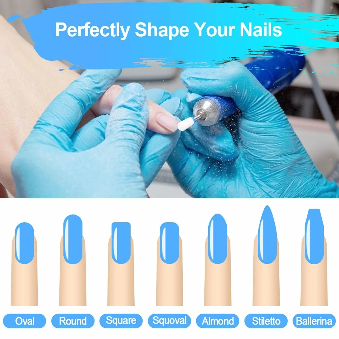 URAQT Zestaw Wierteł do Paznokci, 10 Szt Wierteł do Paznokci Ceramicznych, 3/32 Cala Elektryczne Wiertła do Paznokci do Manicure Pedicure Narzędzie