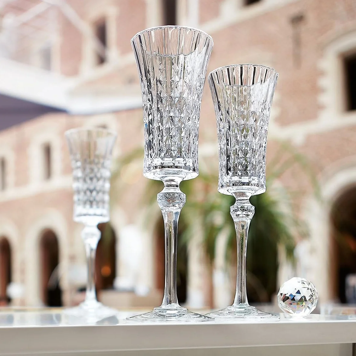 Cristal d'Arques Paris - Kolekcja Lady Diamond - 6 fletów 15 cl - Błyszczący, przezroczystość i wysoka wytrzymałość - Wyprodukowano we Francji - Wzmocnione opakowanie, odpowiednie do sprzedaży online