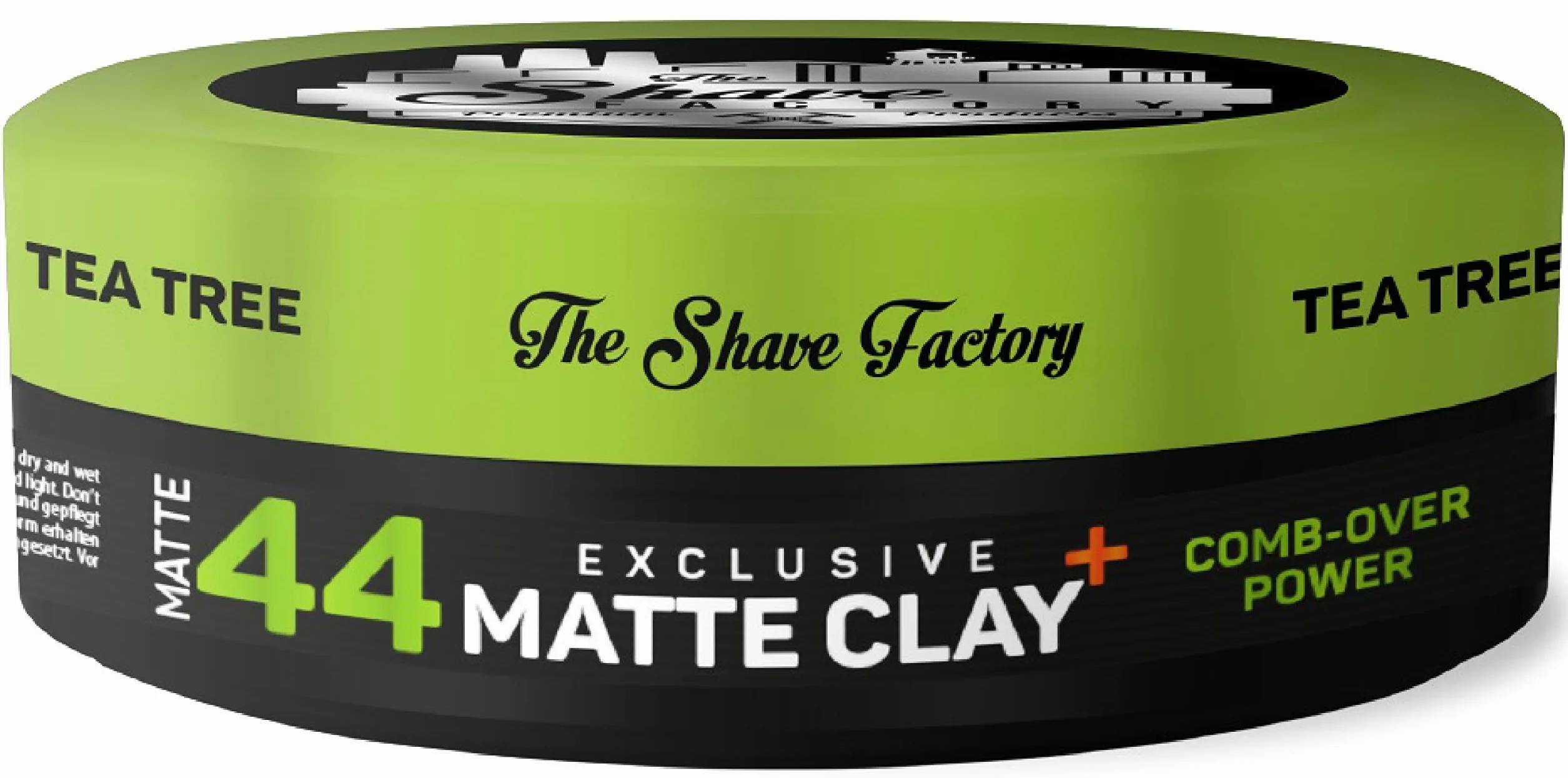 The Shave Factory Ekskluzywna matowa glina 150 ml, 44 grzebienie, z drzewem herbacianym dodatkowym uchwytem