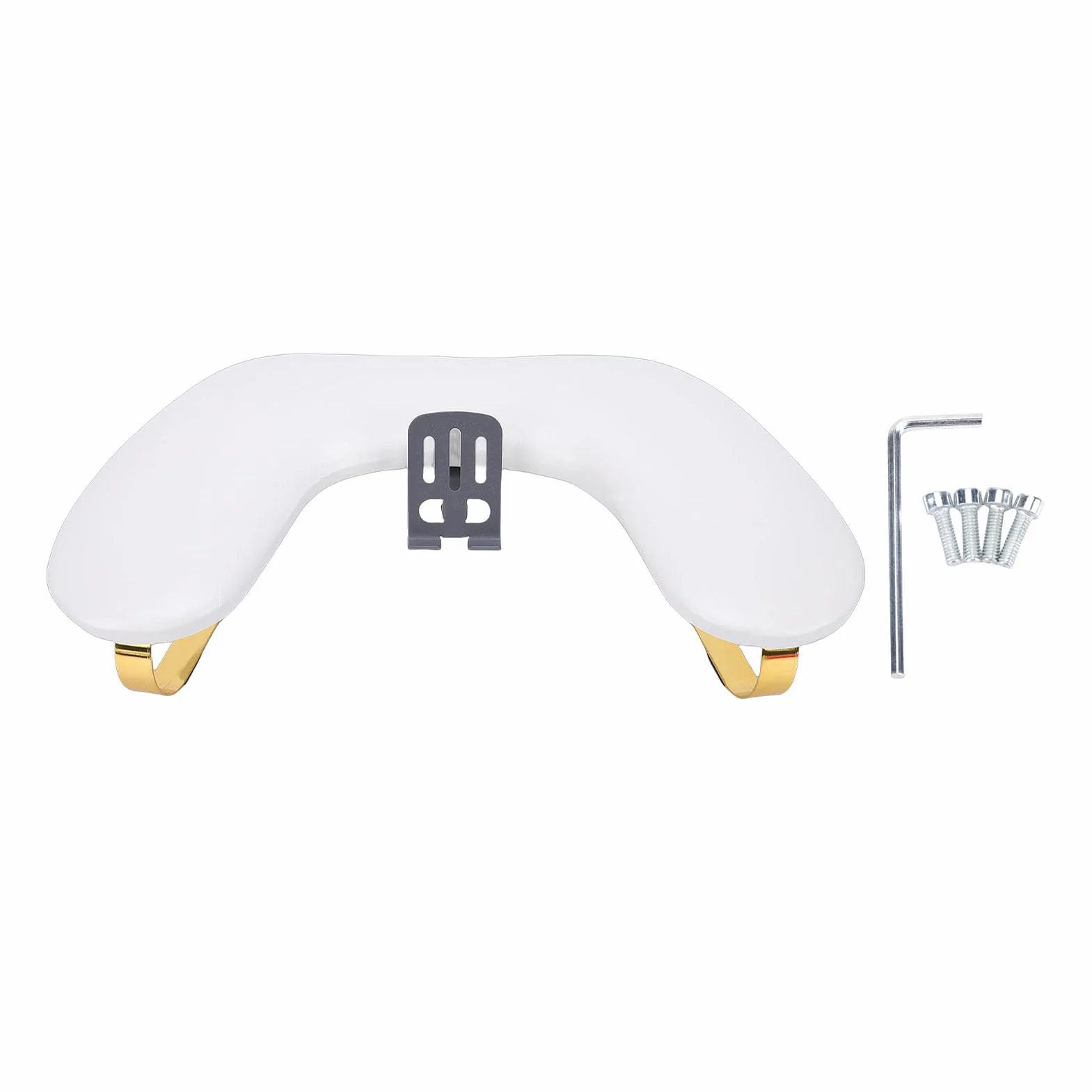 Goshyda Podłokietnik do Manicure w Kształcie Litery U do Paznokci Tech, Ergonomiczny Podłokietnik Paznokci z Regulowanym Uchwytem na Telefon (WHITE)