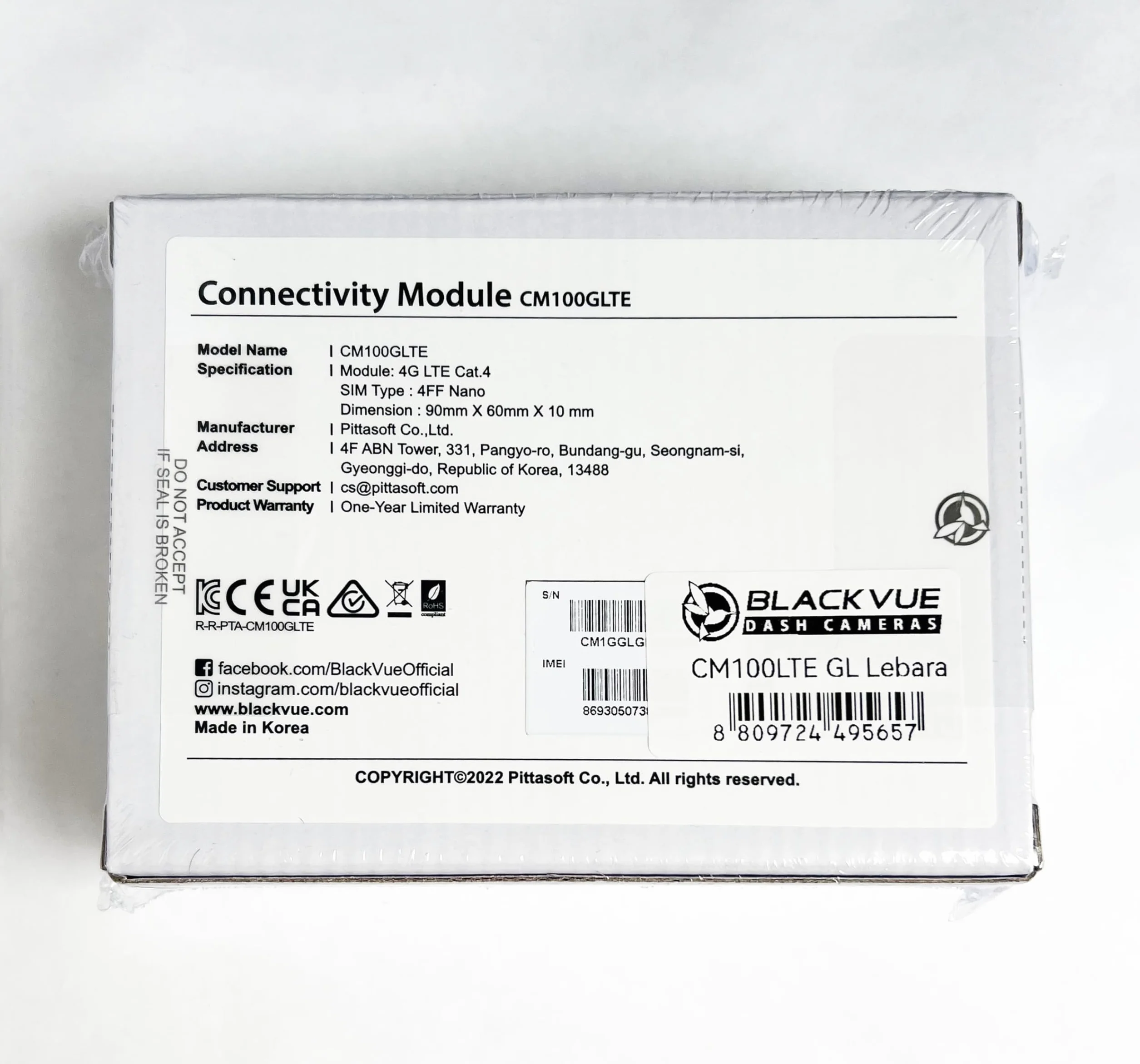 BlackVue CM100LTE Akcesoria do kamer pokładowych EU Edition - moduł łączności 4G LTE Cloud do kamer pokładowych DR770X i DR970X + SIM Lebara