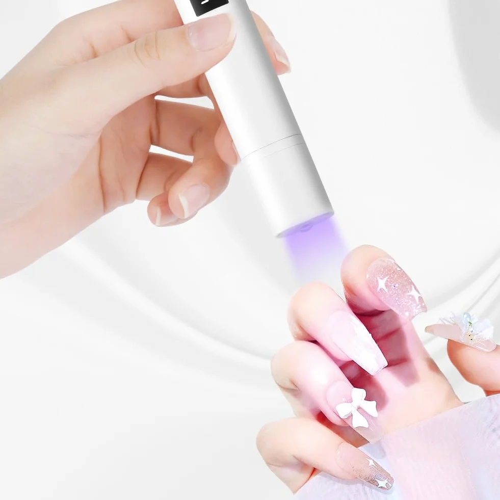 LOPHE Półtrwała lampa do paznokci, lampa UV LED do paznokci, akumulator suszarka do paznokci z 2 timerem 45/60S, do manicure, żel przedłużający żywica DIY zdobienia paznokci, uchwyt teleskopowy