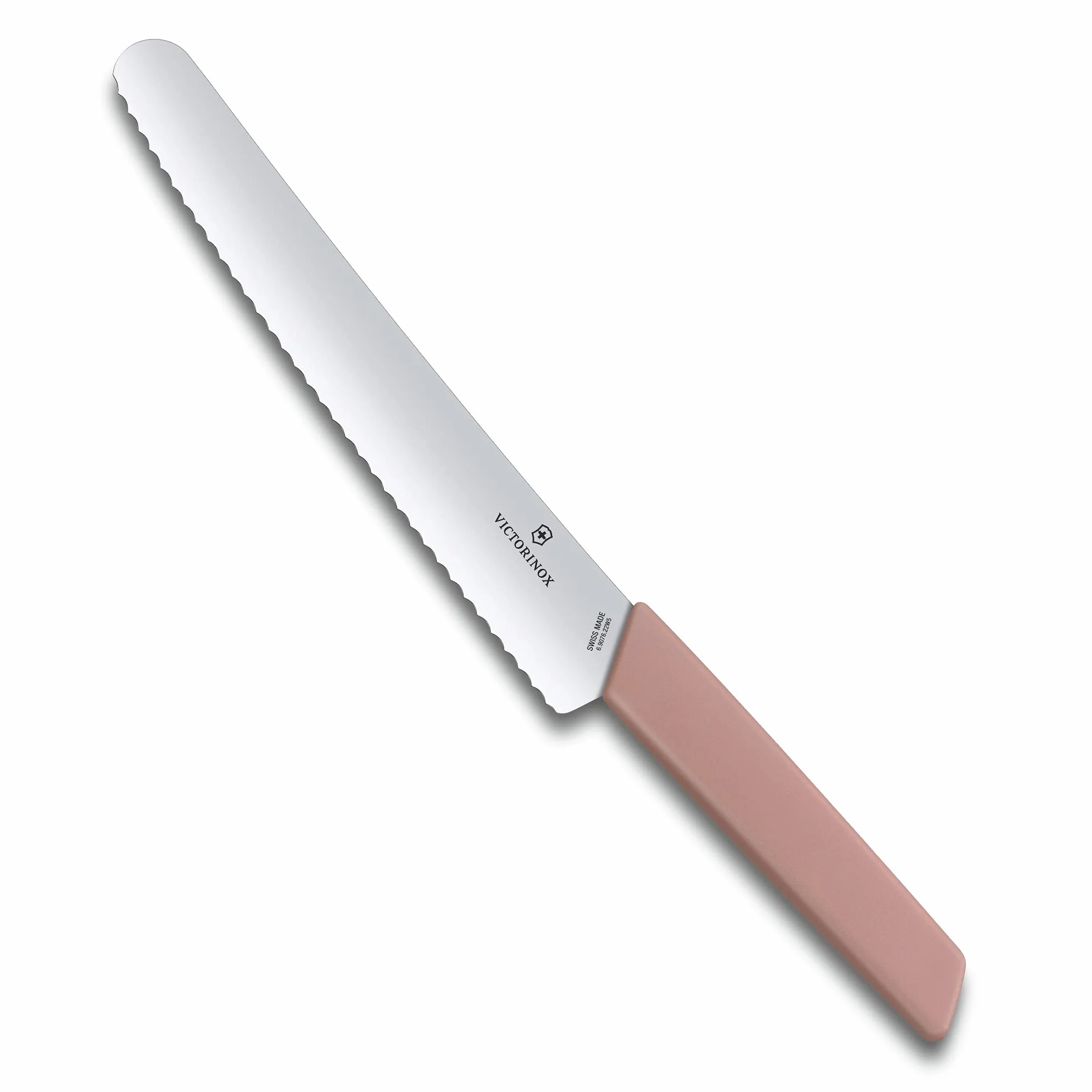 Victorinox Swiss Modern Brot- und Konditormesser, extra scharfe Klinge mit Wellenschliff, Apricot-Rosa