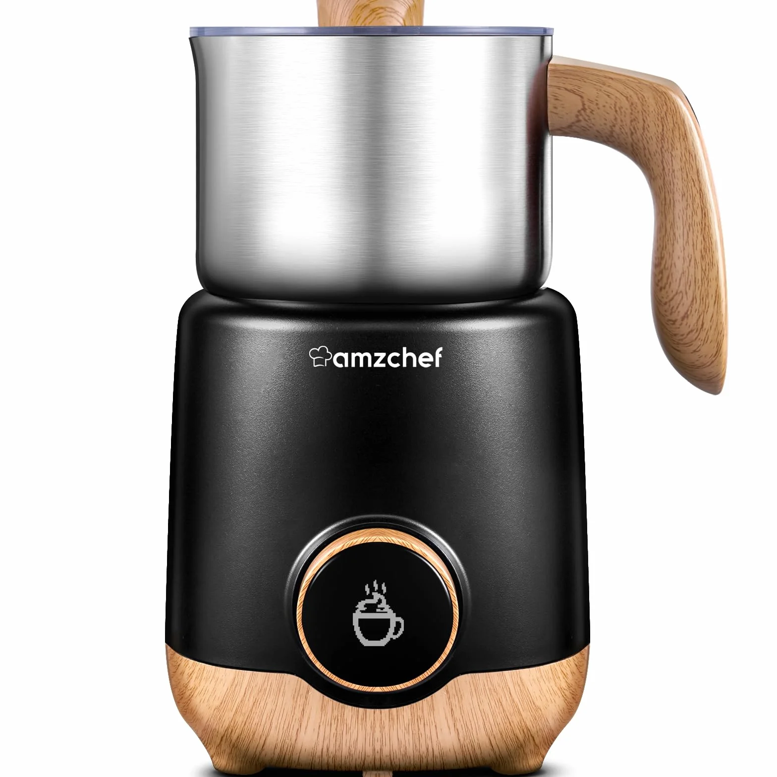 AMZCHEF 8 w 1 automatyczny spieniacz do mleka 550 W, 600 ml, wielofunkcyjny spieniacz do mleka dzielonego, elektryczny do gorącego i zimnego mleka, gorącego mleka, pokarmu dla niemowląt na bazie