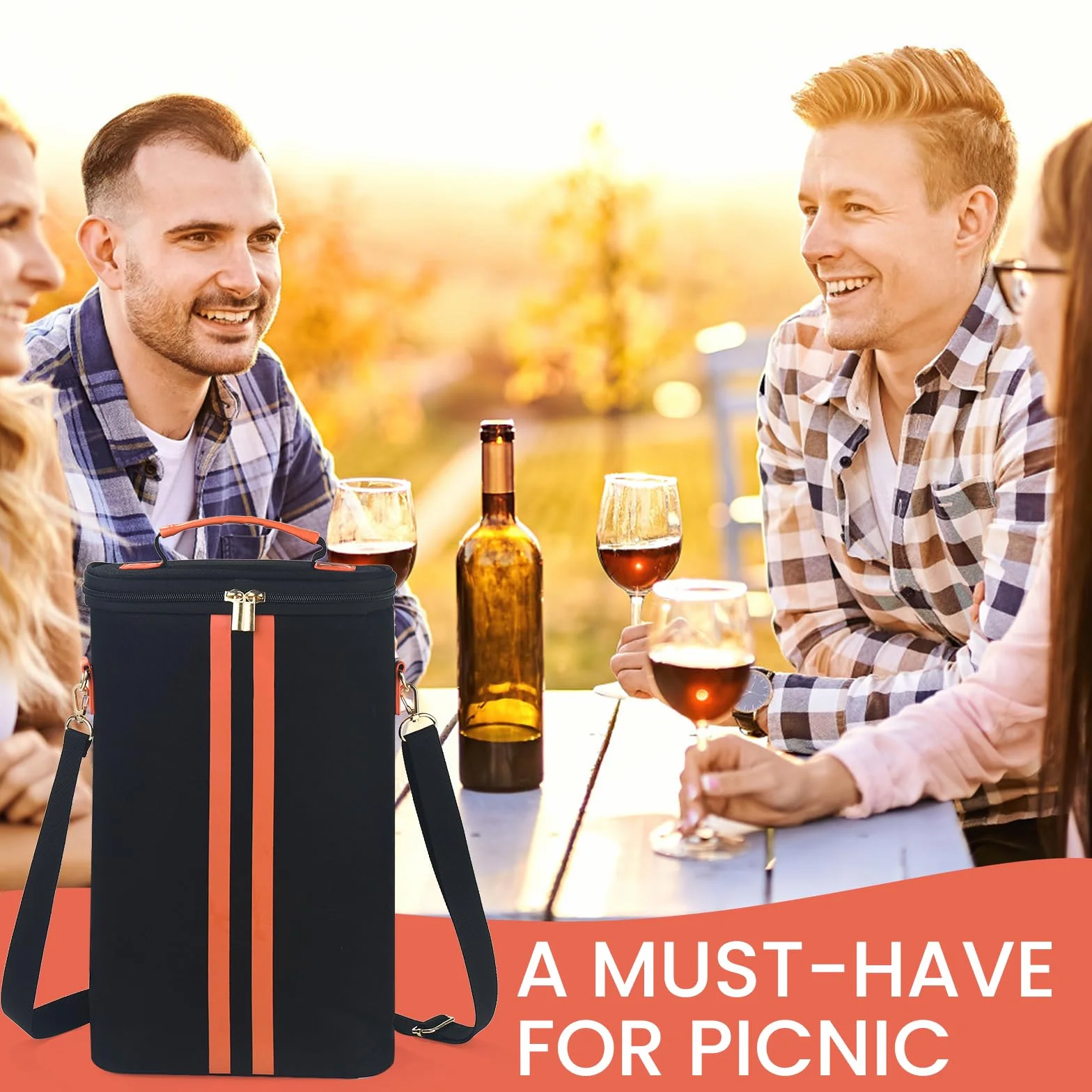 BLUBYEES torba na wino Oxford 900D izolowana chłodząca 2 butelki