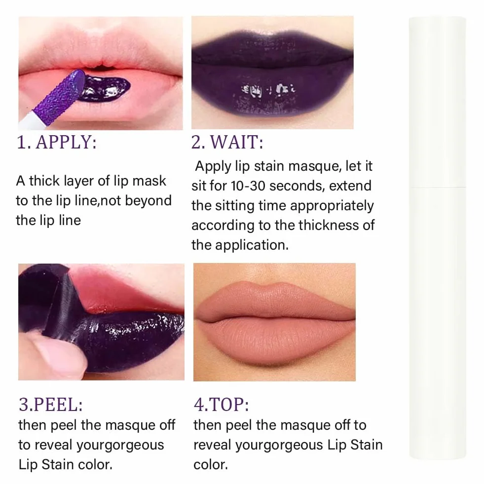 LOPHE Lip Stain Peel Off, 1 szt. Zdejmowany błyszczyk do ust, długotrwały błyszczyk do ust, matowy błyszczyk, wodoodporny, cień do ust dla kobiet (01 kolor)