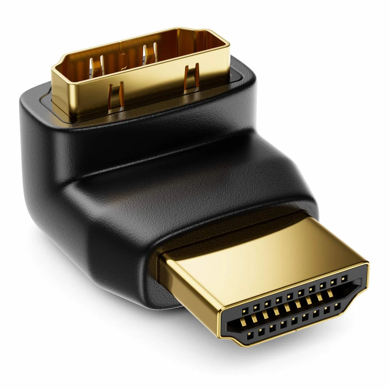 DeleyCON Adapter Kątowy HDMI - 90° Wtyk na Gniazdo - Pozłacane Styki - 3D 1080p Full HD - Czarny