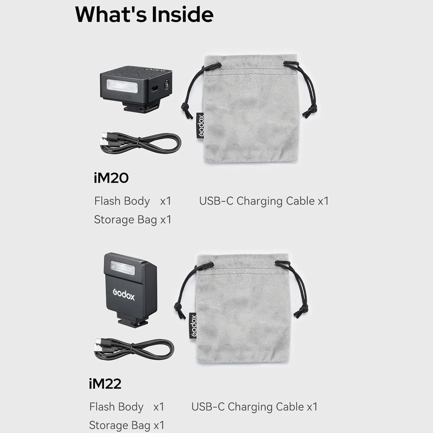 Godox IM20 mini lampa błyskowa, czas powtarzania 3 sekundy, pełna moc 440 stopni, wbudowany akumulator litowy do aparatu Fuji, Canon, Nikon, Sony, Olympus