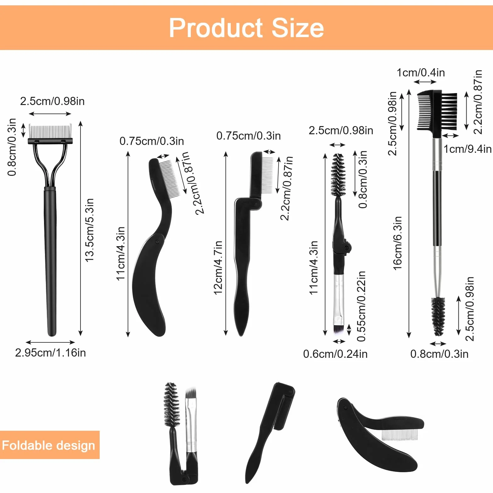 TIESOME 5 szt. grzebień do rzęs, separator rzęs, szczotka do brwi, zestaw szpuli, tusz do rzęs, narzędzie kosmetyczne zawiera grzebień osłona łuku, czarny