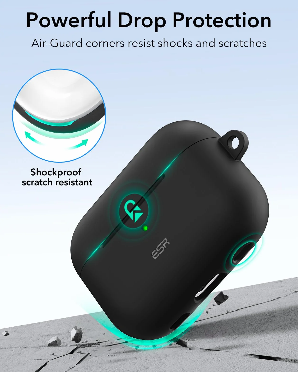 ESR Etui do Airpods Pro 2 (2023/2022/2019) z HaloLock, seria Cloud, czarne