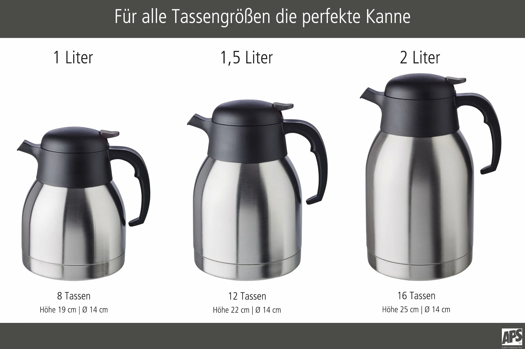 APS Classic dzbanek próżniowy do kawy 1,0 l stal nierdzewna podwójne ścianki Ø 14 cm wys. 19 cm