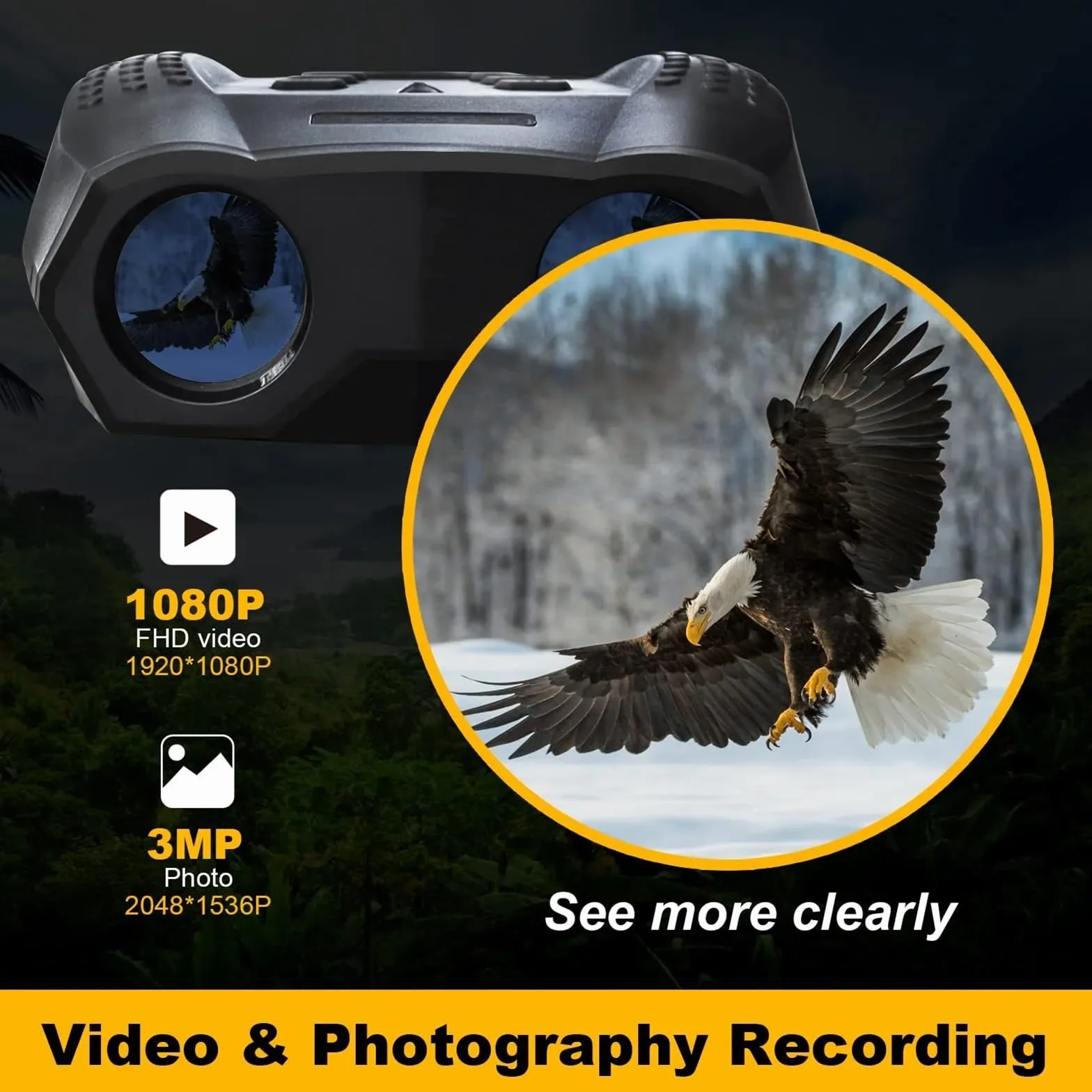 Night Vision Goggles, Noktowizor na podczerwień HD 10X Zoom obiektywu 4X Zoom cyfrowy Noktowizor na zewnątrz 1080P Cały czarny 600m Materiały myśliwskie