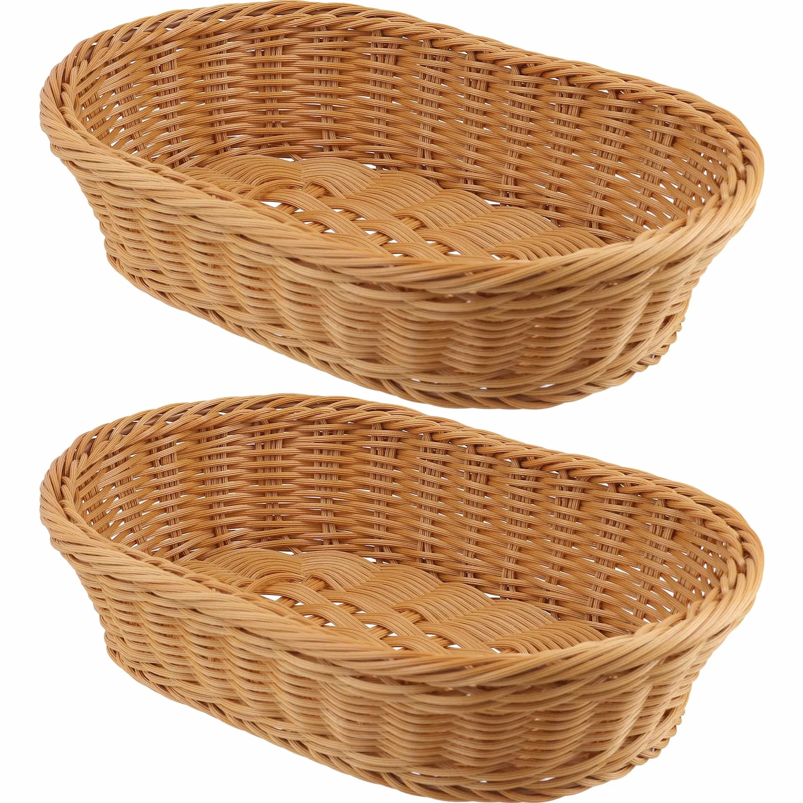 ZOENHOU Owalny koszyk na pieczywo 30 x 20 x 7 cm z tworzywa sztucznego rattan