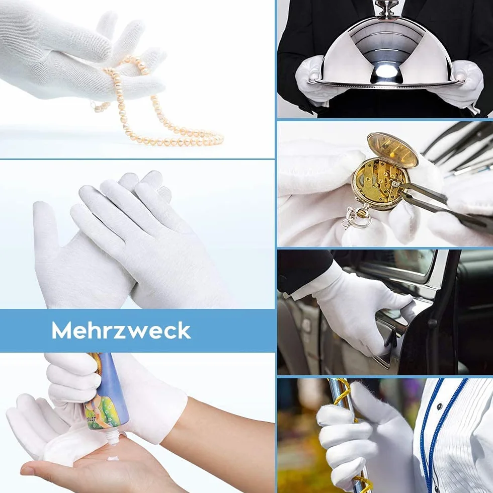 Bawełniane rękawice ochronne 12 par białe oddychające