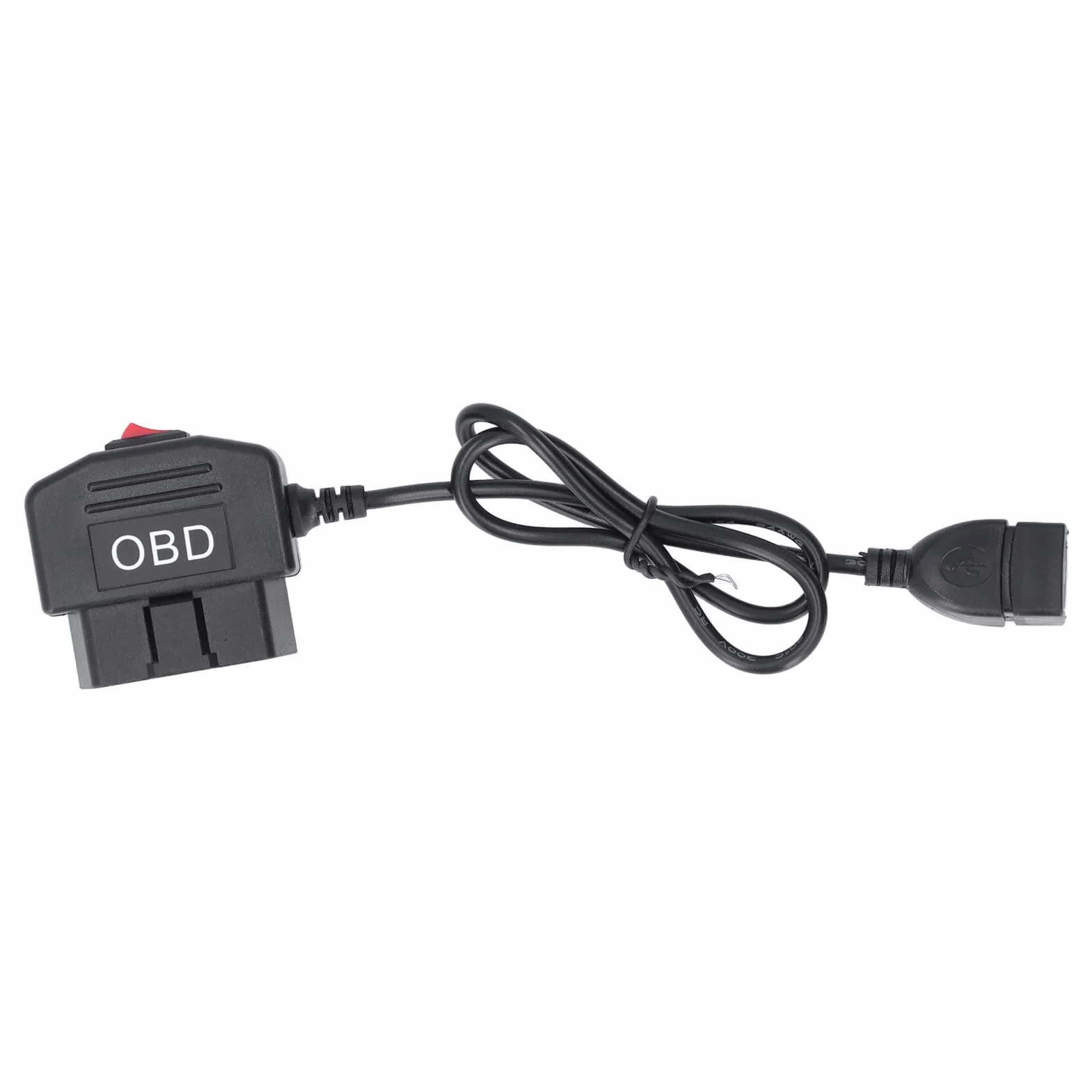 Zasilaj kamerę samochodową lub ładuj Telefon za pomocą Kabla Zasilacza OBD o Długości 48 Cm/18,9 cala. Ten Kabel Jest Wyposażony w Przycisk Przełącznika Umożliwiający Wygodne