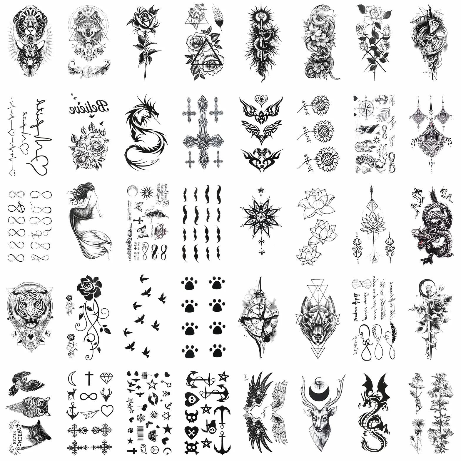 ACWOO tymczasowe tatuaże, 40 arkuszy 3D, wodoodporne, małe, sztuczne tatuaże, skrzydła anioła, międzygwiazdowe, kolekcja dla dzieci, dorosłych, mężczyzn i kobiet, na ciele, ramieniu, twarzy, nogach