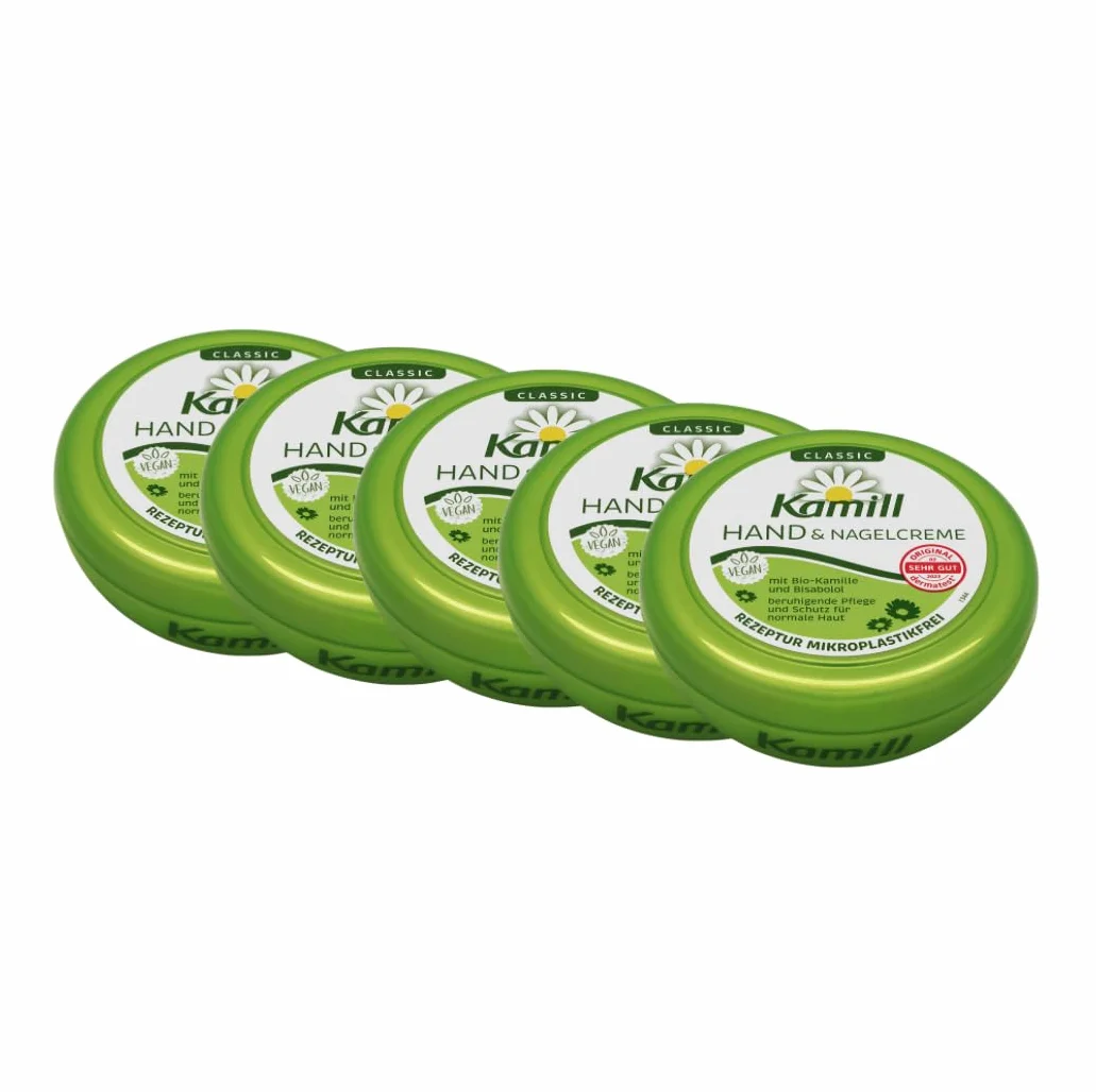 5-pack Kamill CLASSIC (5 x 150ml) - nawilżający i pielęgnujący z ekologiczną rumiankiem z kontrolowanej uprawy biologicznej, bez barwników, substancji pochodzenia zwierzęcego i mikroplastiku