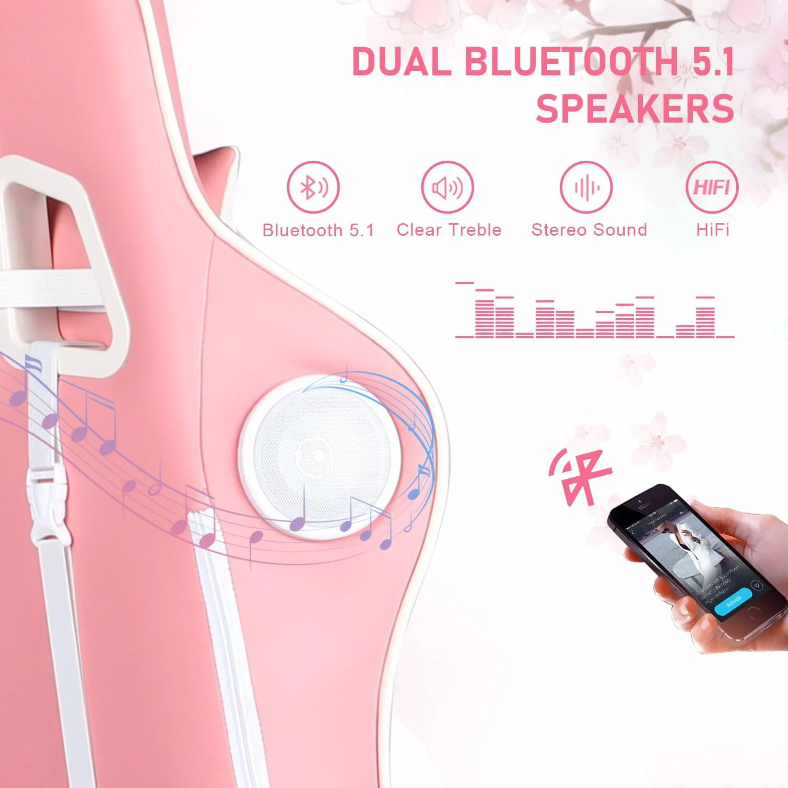 GTPLAYER Fotel gamingowy z podnóżkiem, głośnik Bluetooth, ergonomiczne krzesło biurowe