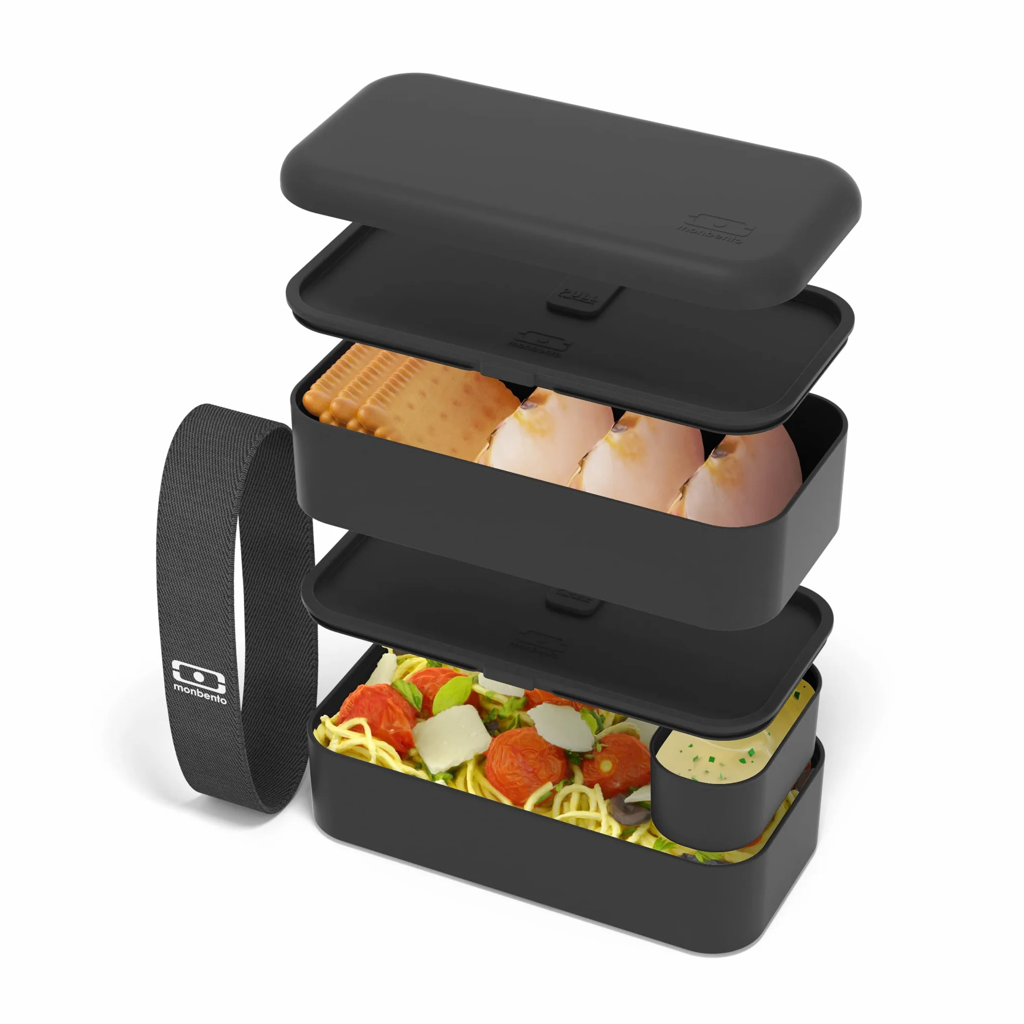 MONBENTO MB Original Onyx Bento box Dwupoziomowy hermetyczny lunch box Bez BPA Czarny