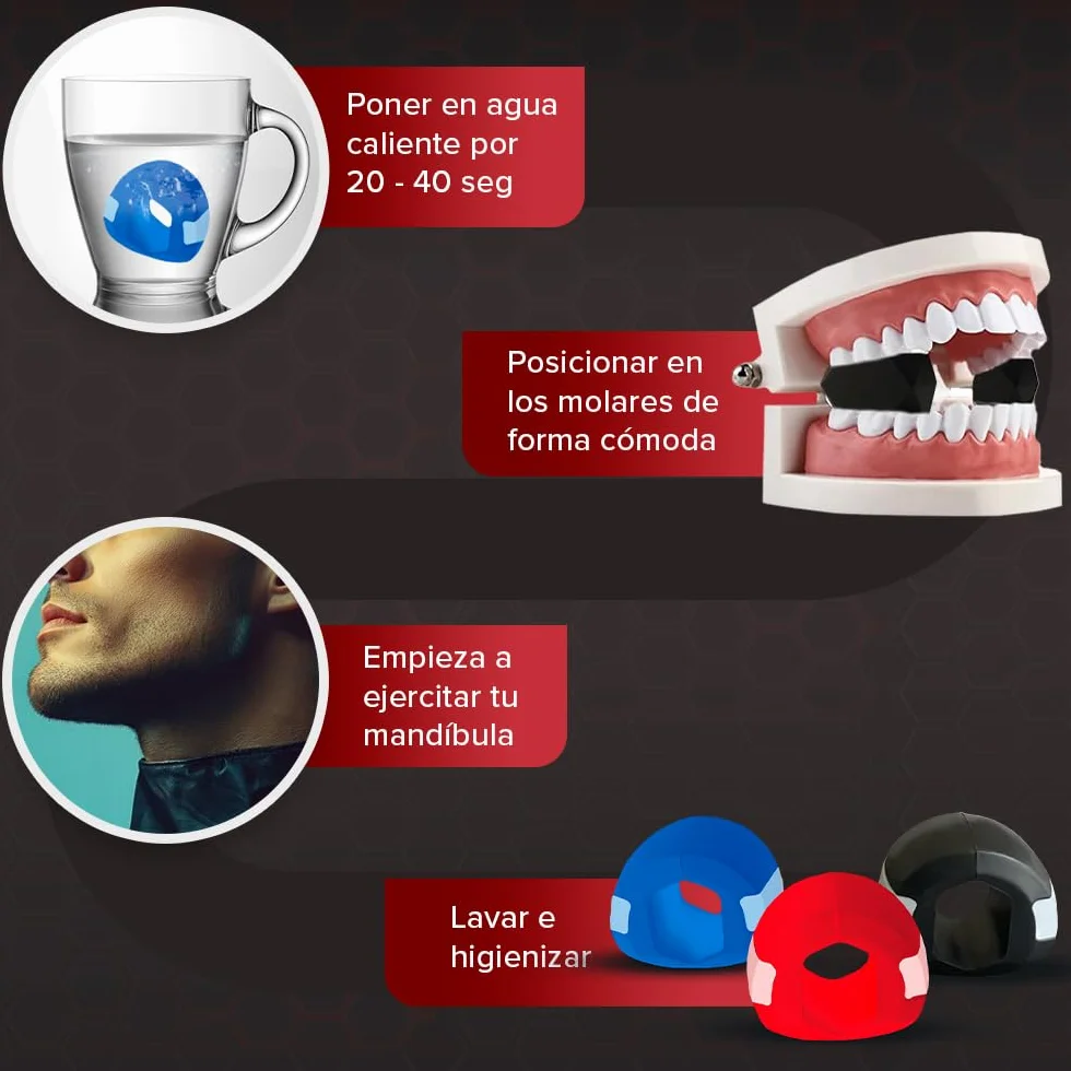 ManiBoom Ćwicz szczękowy 3 poziomy (15-25 kg) - Silikonowy przedni żawliner do tonowania twarzy i szyi - Jaw Exerciser z futerałami